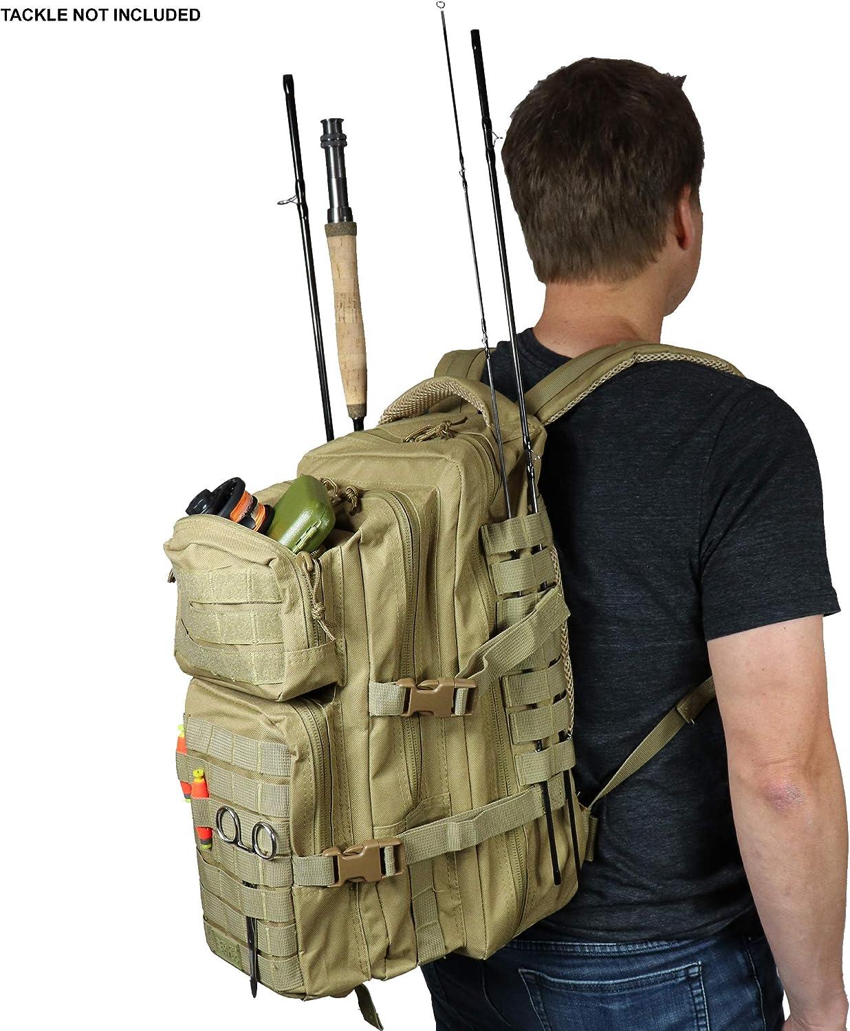 OSAGE RIVER Fishing Tackle Backpack with Fishing Rod Holder, Large Fishing Tackle  Bag for Tackle Trays, Tackle Box Backpack for Bass Fishing Camping  Traveling Hunting One Size Khaki