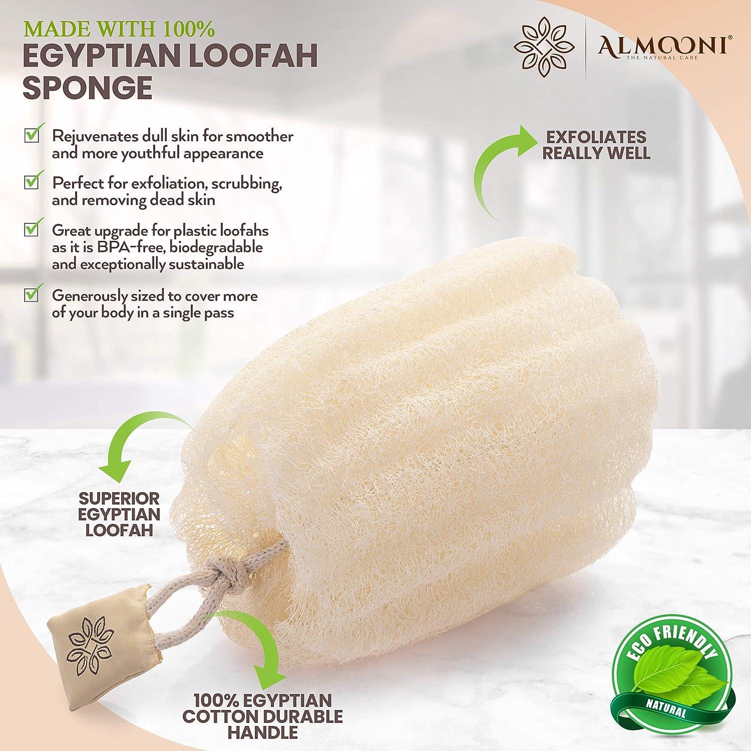 100% Natural Loofah Exfoliating Sponge (3 Pack) - Loofah Body Scrubber - Loofah Sponge - Organic Loofah - Exfoliating Body Sponge - Biodegradable Loof