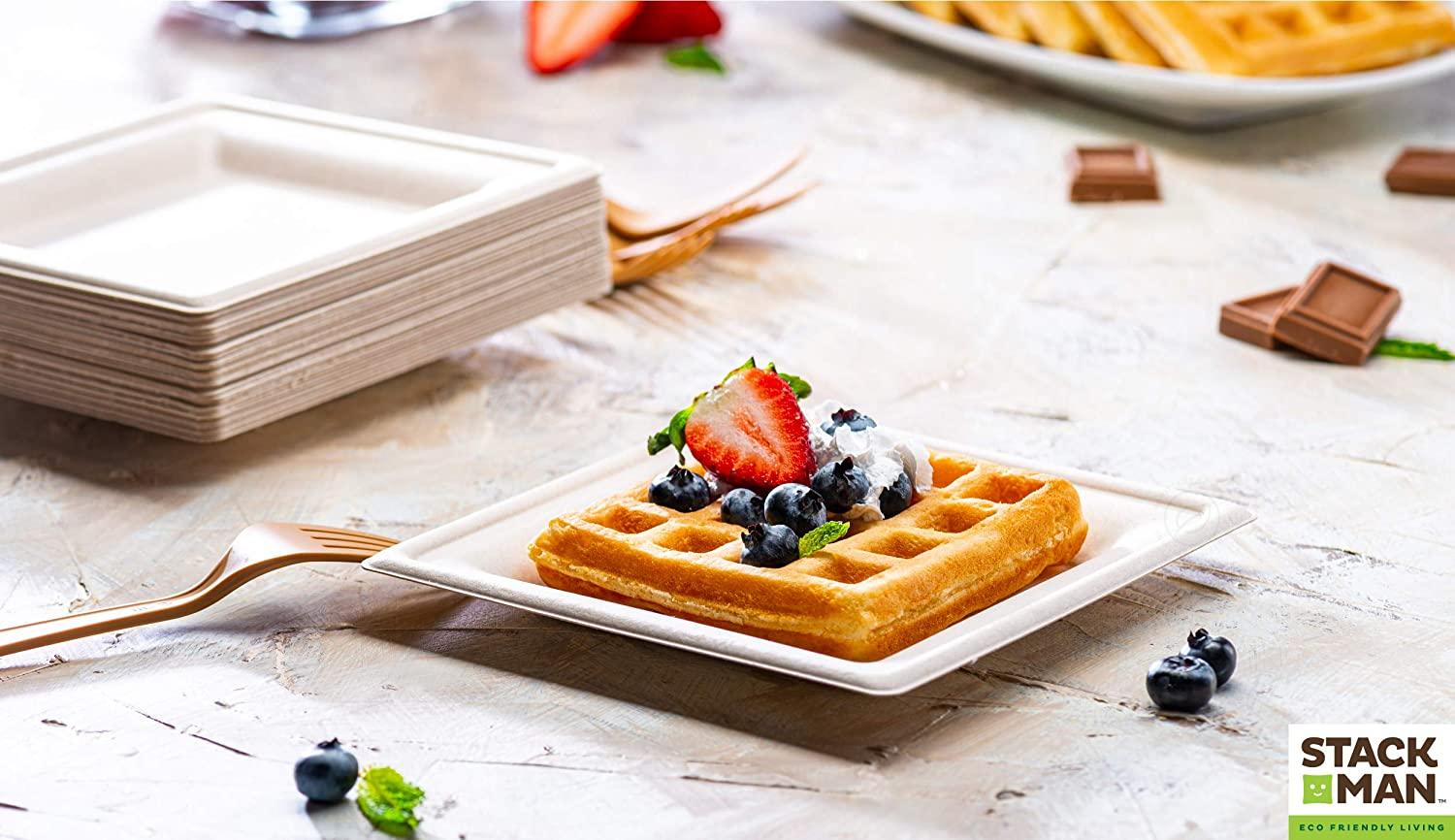 100% Compostable Square Paper Plates 6x6 inch - 50-Pack Elegant Disposable  Plates Heavy-Duty Quality, Natural Bagasse Unbleached, Eco-Friendly Made of  Sugar Cane Fibers, 6 Biodegradable Plate 6'' Square