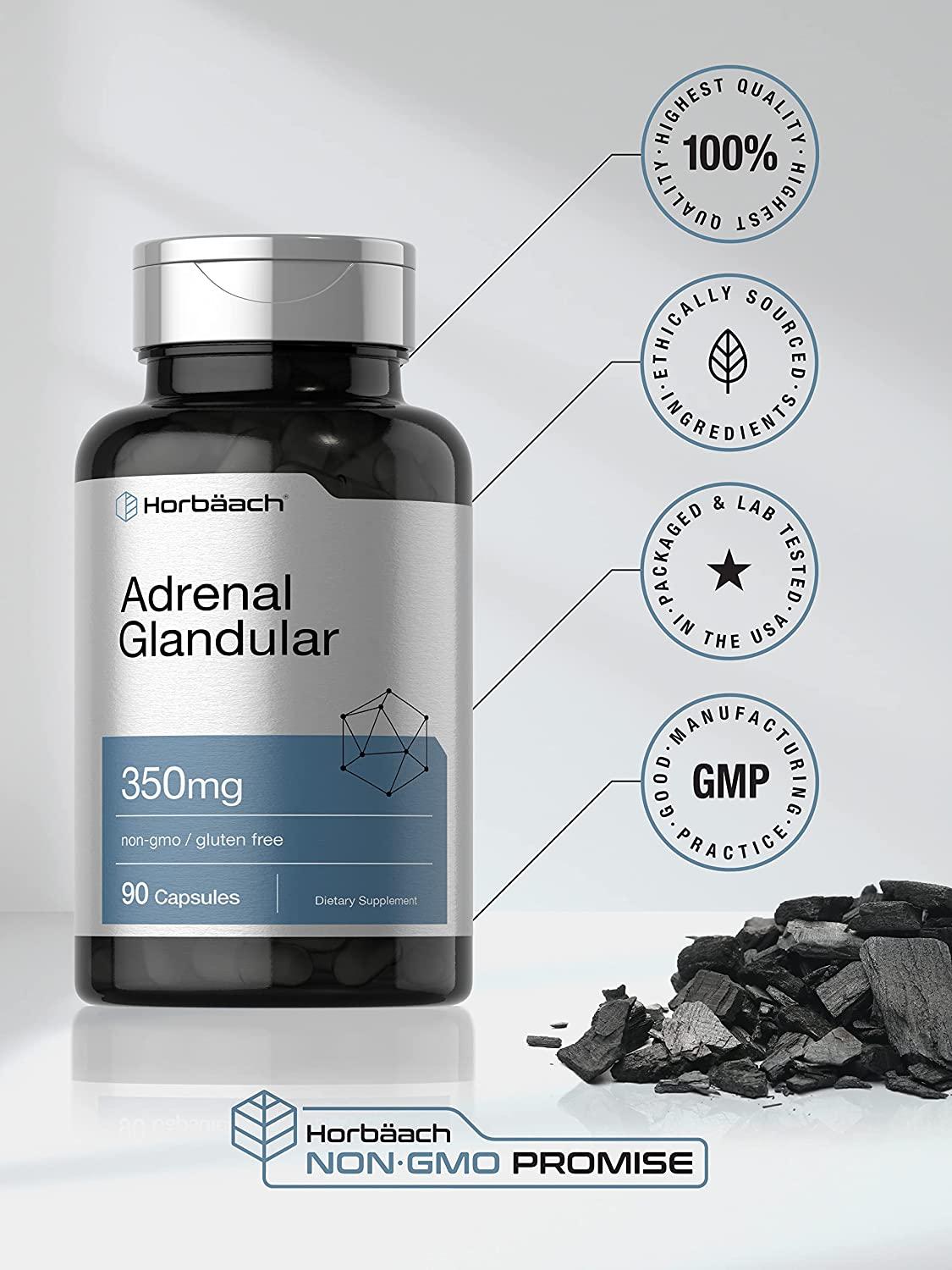 Raw Adrenal Glandular 350 mg 90 Capsules NonGMO, Gluten Free