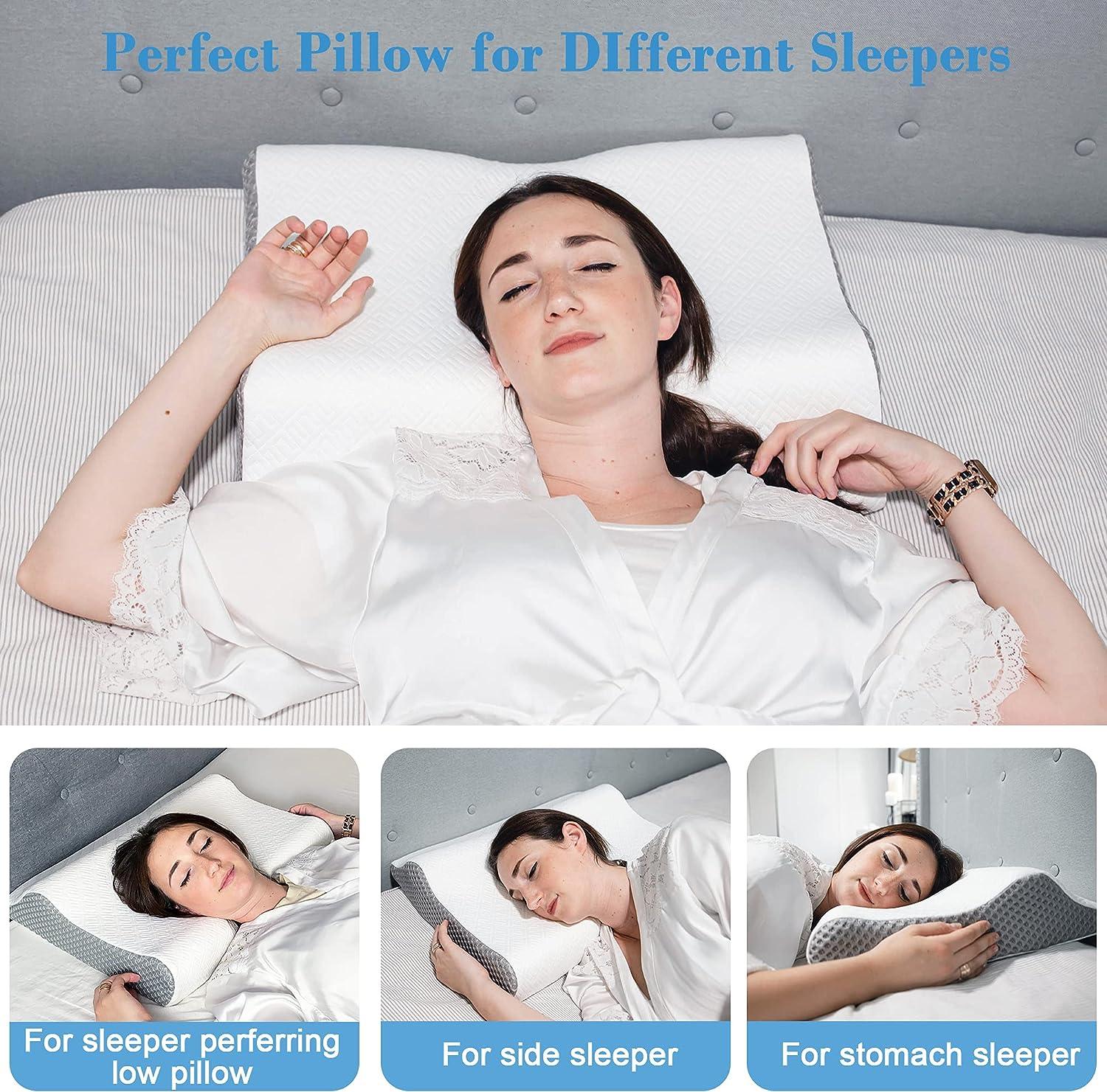 Elviros Cervical Memory Foam Neck Pillow for Sleeping, 2 in 1