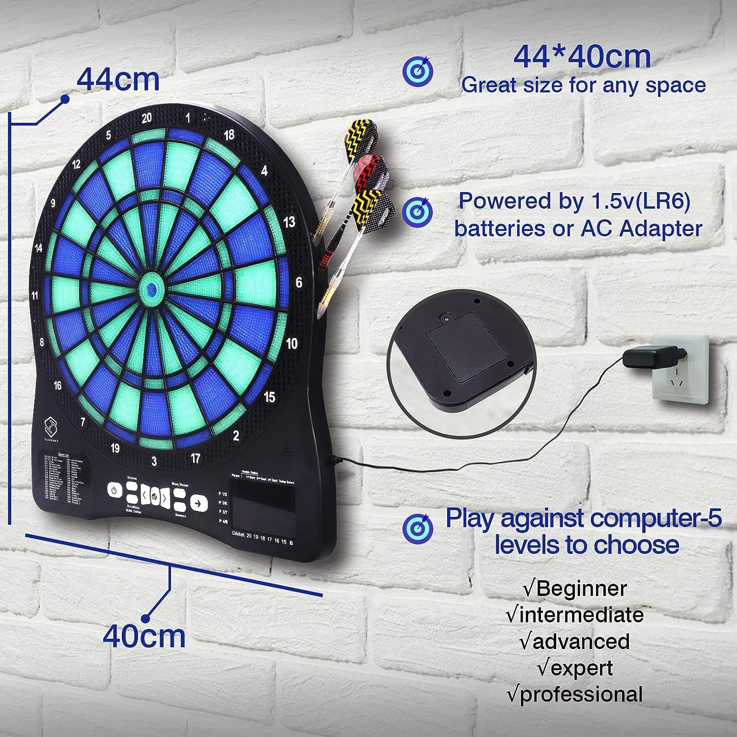 Turnart Electronic Dart Board,13 inch Illuminated Segments Light Based