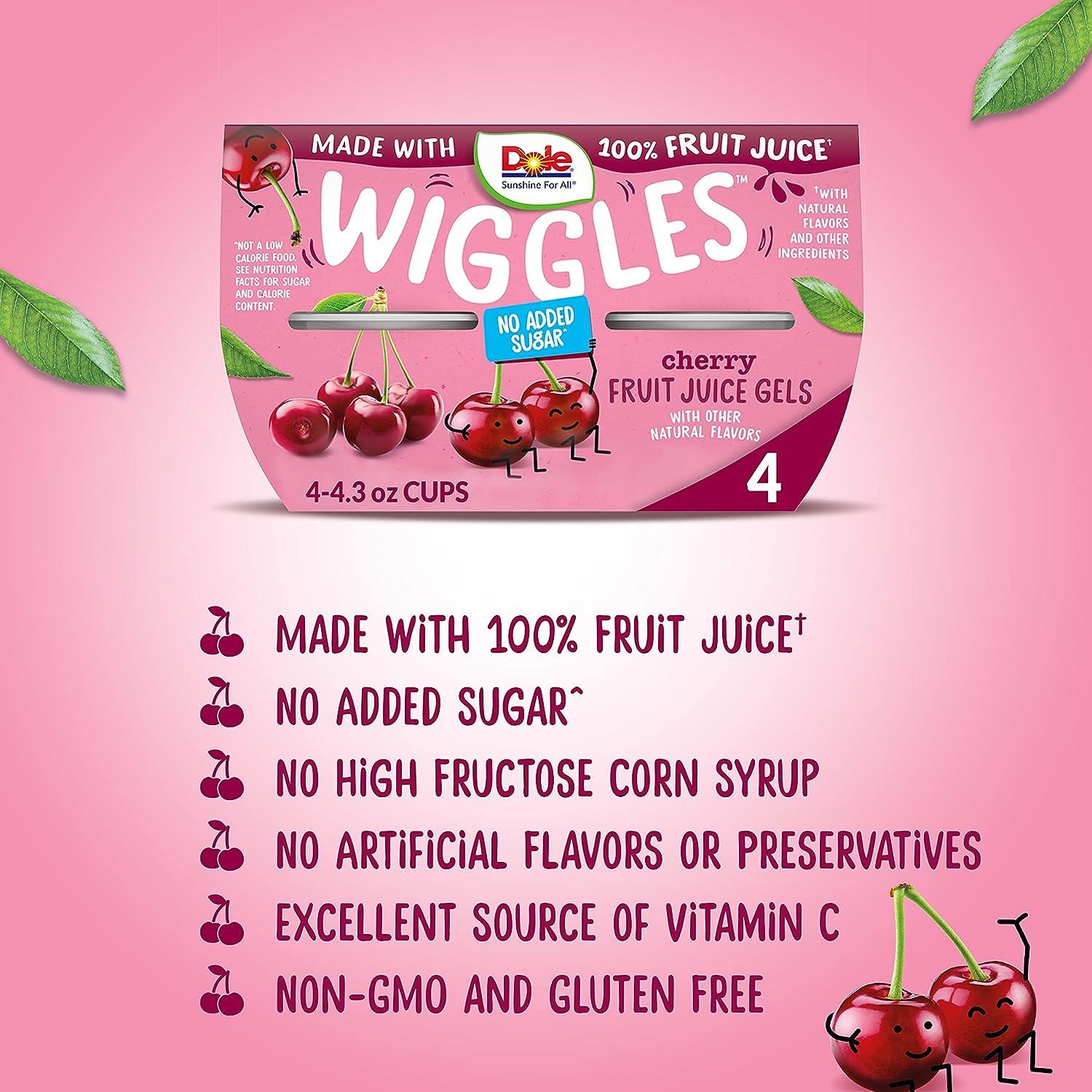Dole Wiggles Cherry Fruit Juice Gels, Healthy Snack for Kids, Made with