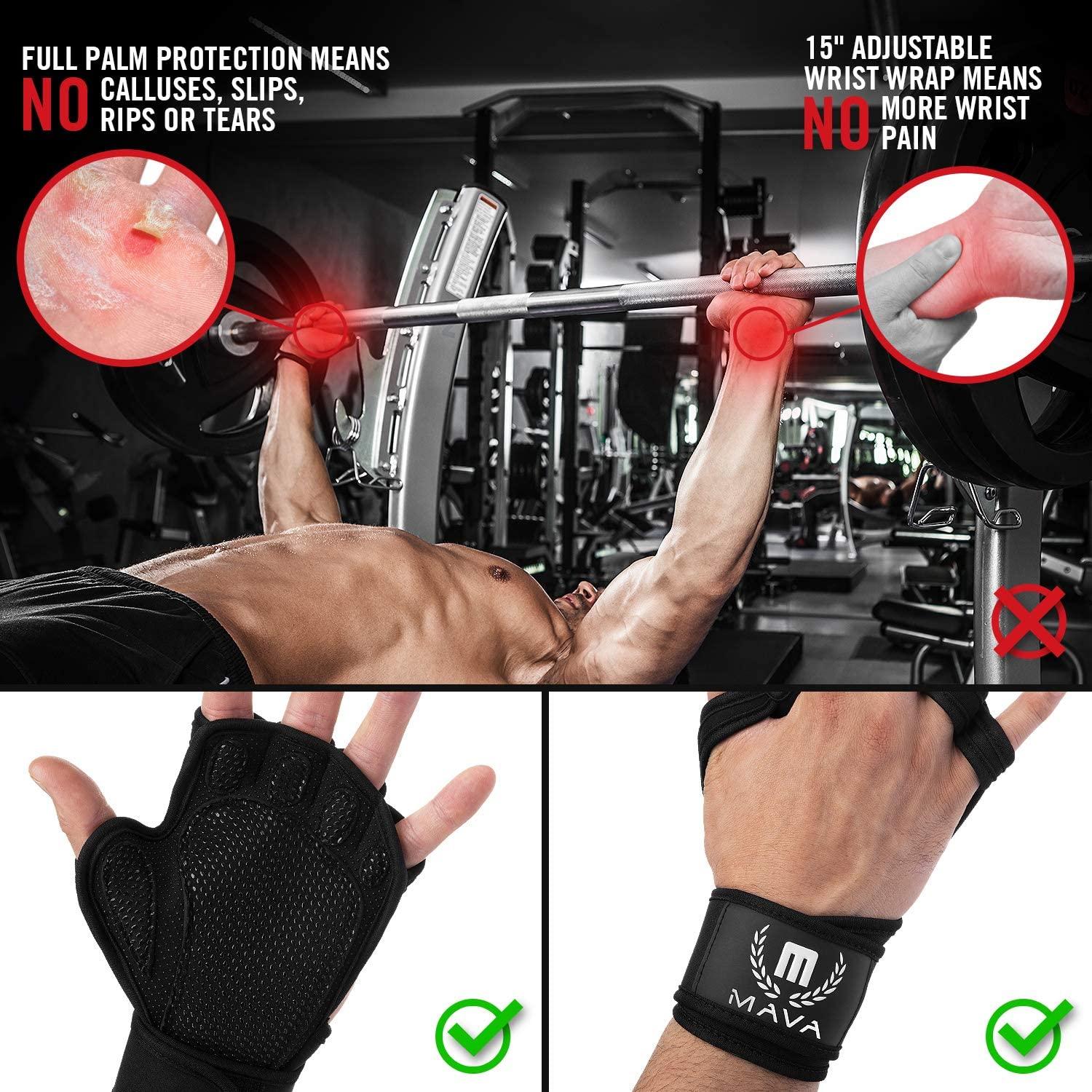 Mava Sports Ventilated Workout Gloves with Integrated Wrist Wraps and