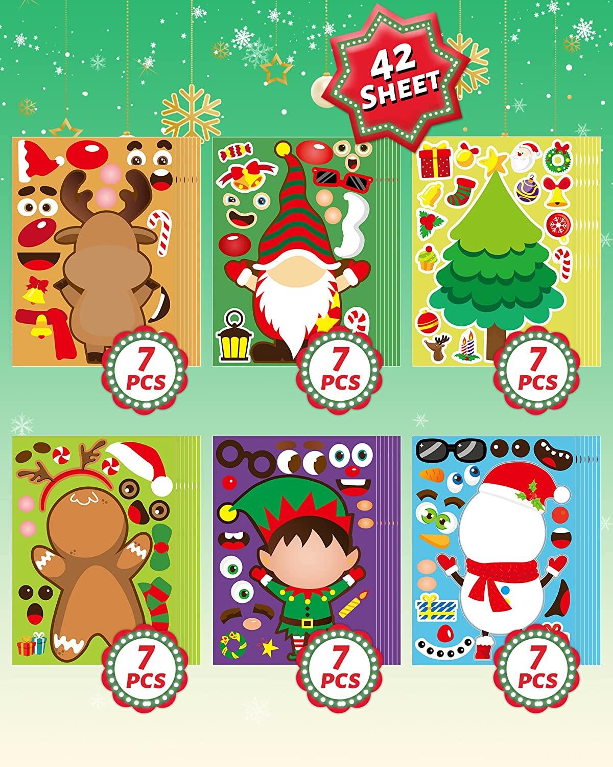 42 Sheets Christmas Party Favors Stickers, Make Your Own Christmas