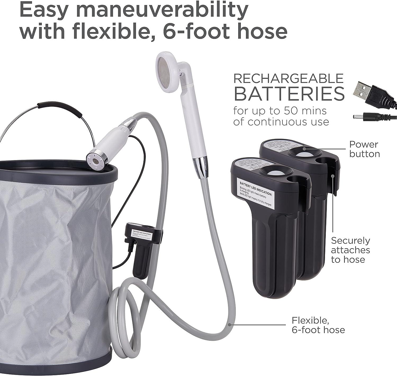 Ivation Portable Camping Shower Kit AllinOne Compact Outdoor Bath Set with Tiltable Shower