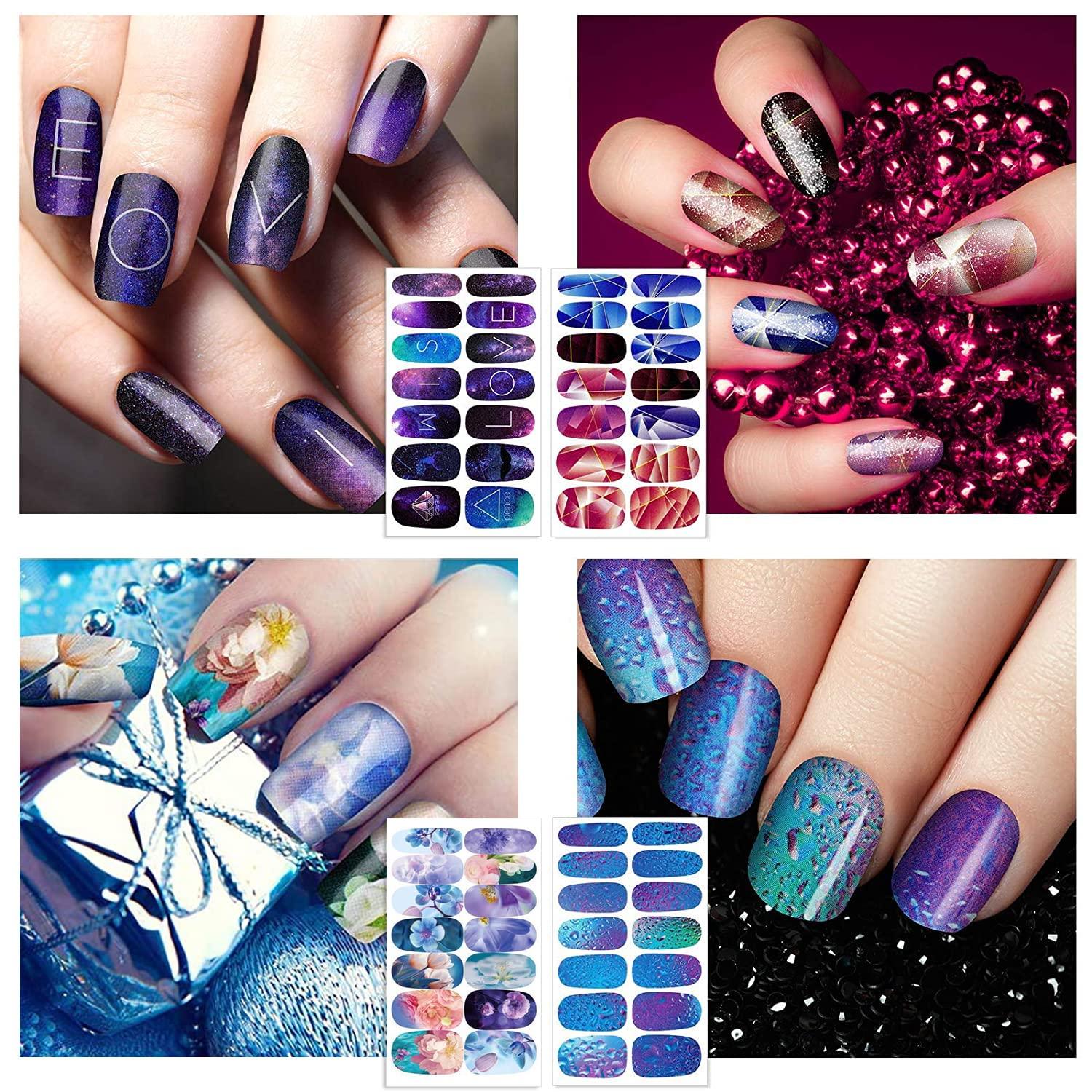 Buy Black Blue Color Wraps Nail Polish Strips M170 Street Art Online in  India - Etsy