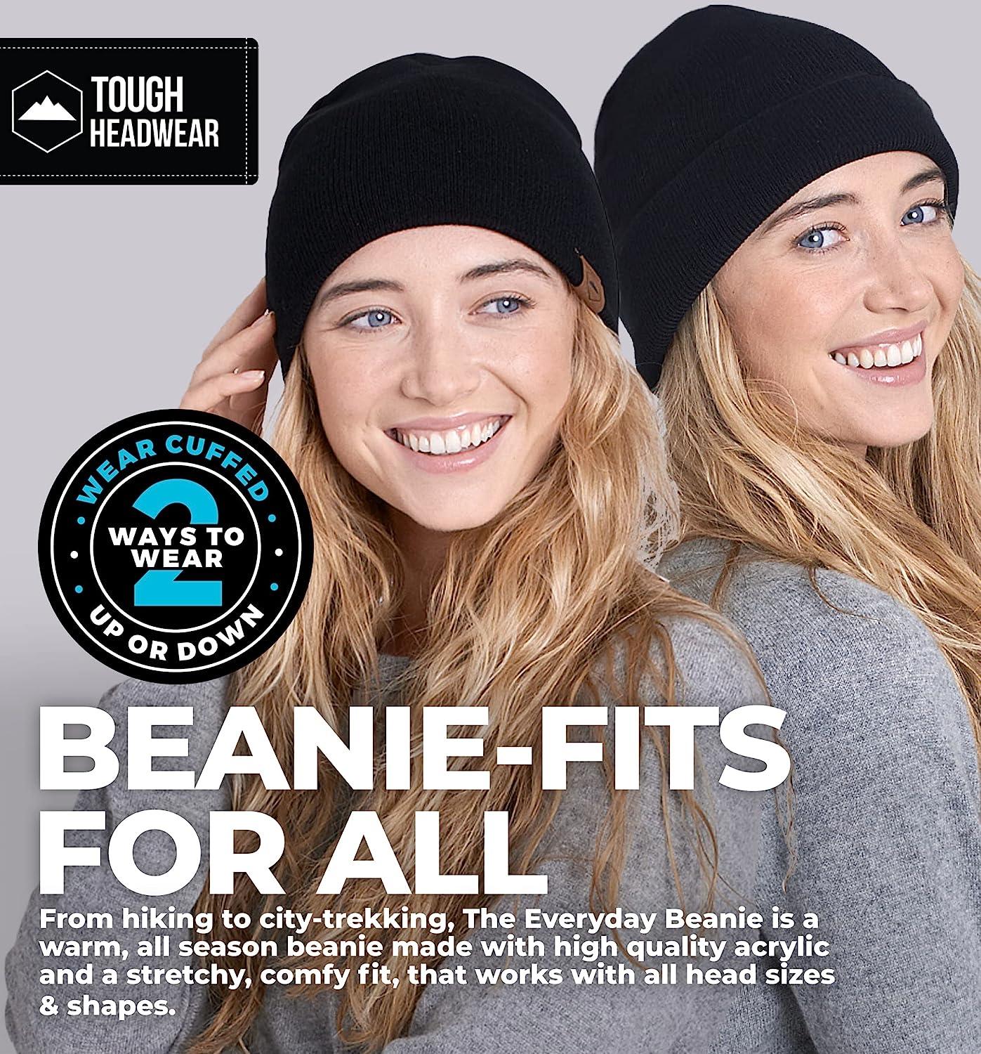 Tough Headwear Knit Beanie Winter Hat for Men and Women - Toboggan Cap for  Cold Weather - Warm Ribbed Stocking Hat, Skate Cap Black One Size | Strickmützen