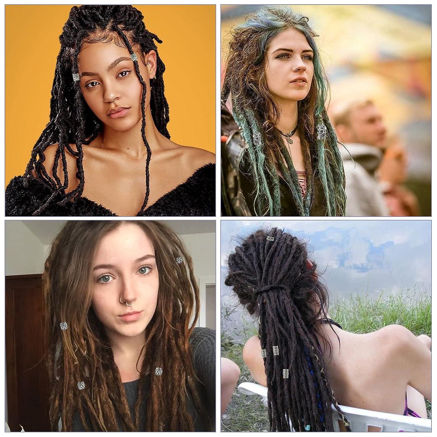 100 Pcs Viking Beard Beads Antique Norse Runes Hair Tube Beads