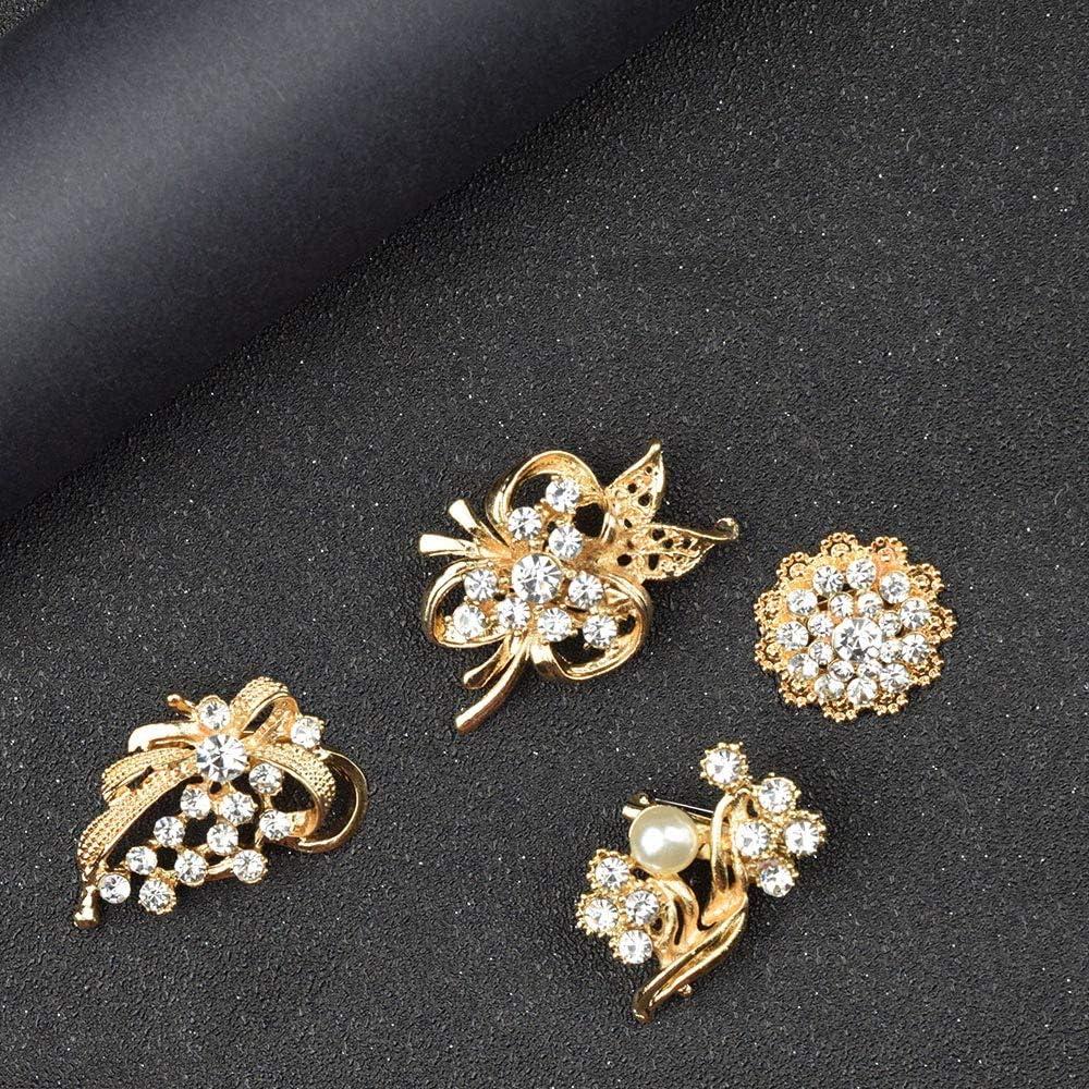 Ezing Lot 24pc Shining Rhinestone Crystal Brooches Pins DIY Wedding Bouquet  Kit