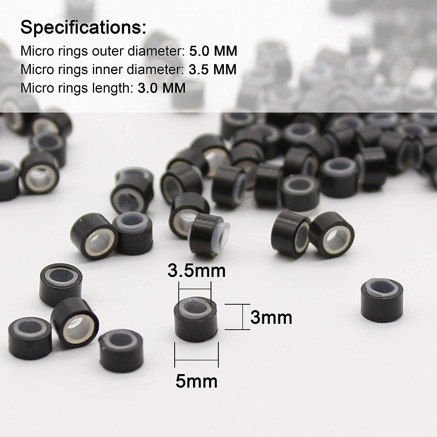 200pcs Black Hair Extensions Tools Kit Micro Rings Links Beads, 5mm Silicone  Lined Beads for Human Hair Extensions Tool-Multi-colored,Hair Extension  Link Ring Beads