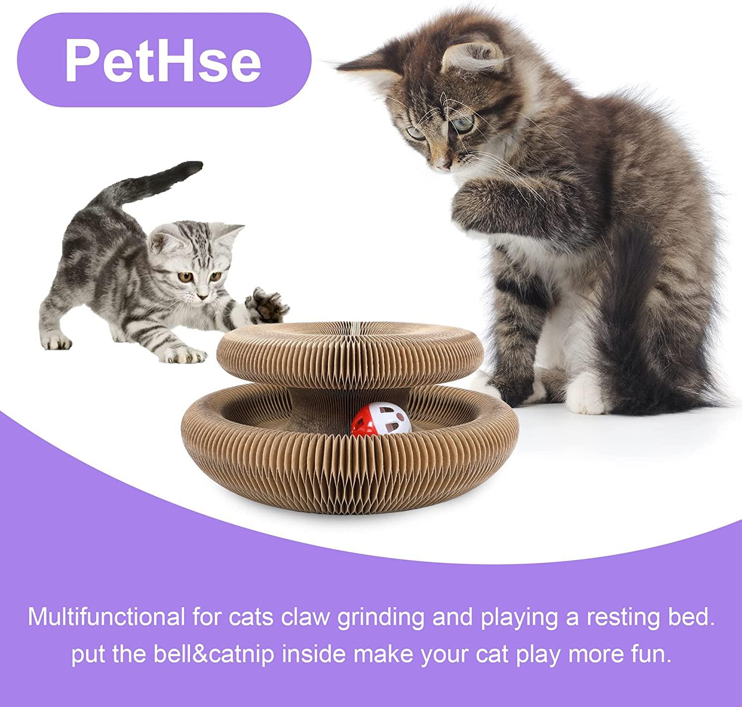 Pet Cat Bell Ball Puzzle Toy Box Cat Scratch Board Wooden Self Hi Food  Leakage Device Cat Toys Cat Accessories