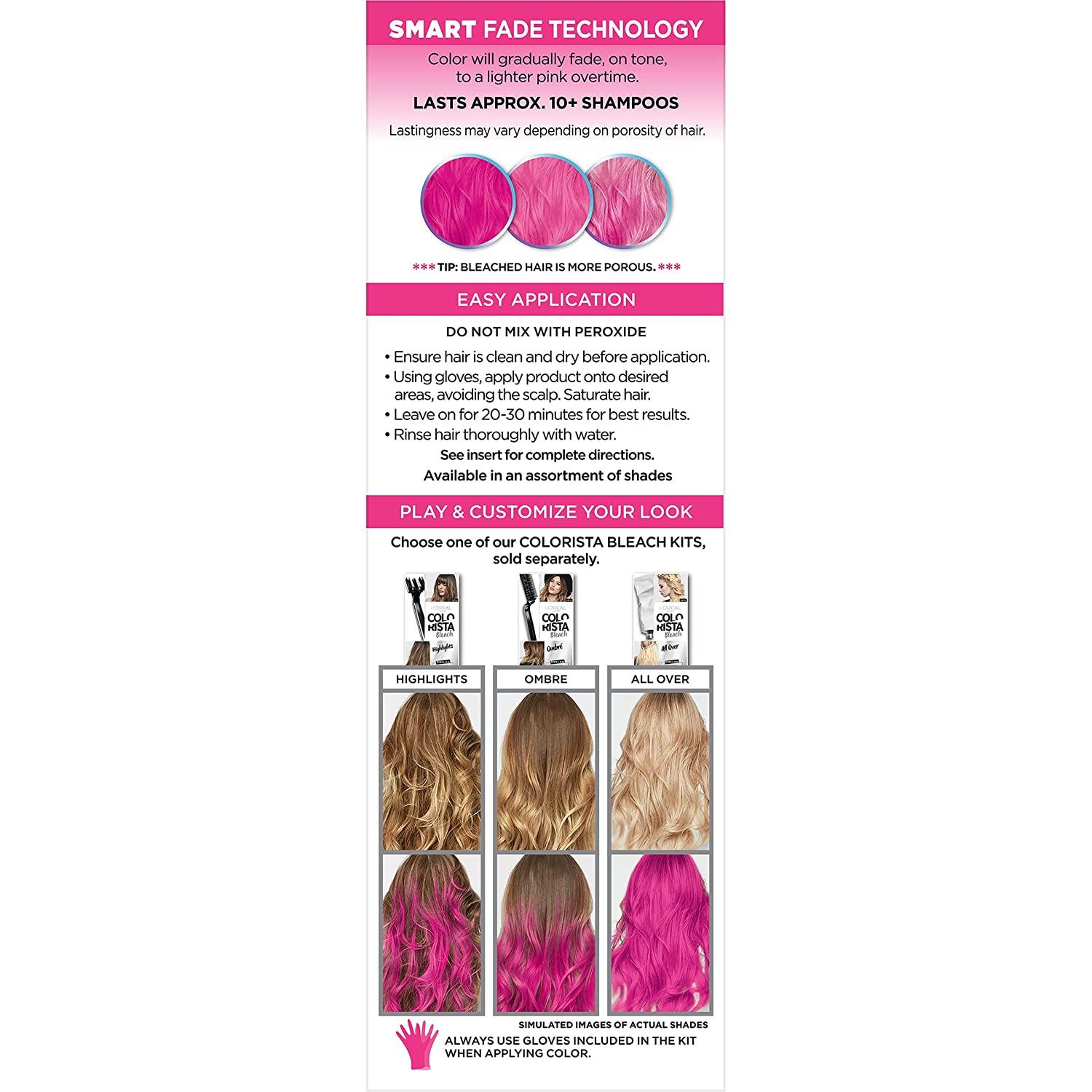 L'Oreal Paris Colorista Metallic Semi Permanent Hair Color Kit for Light  Blonde or Bleached Hair, Metallic Pink #Metallic Pink