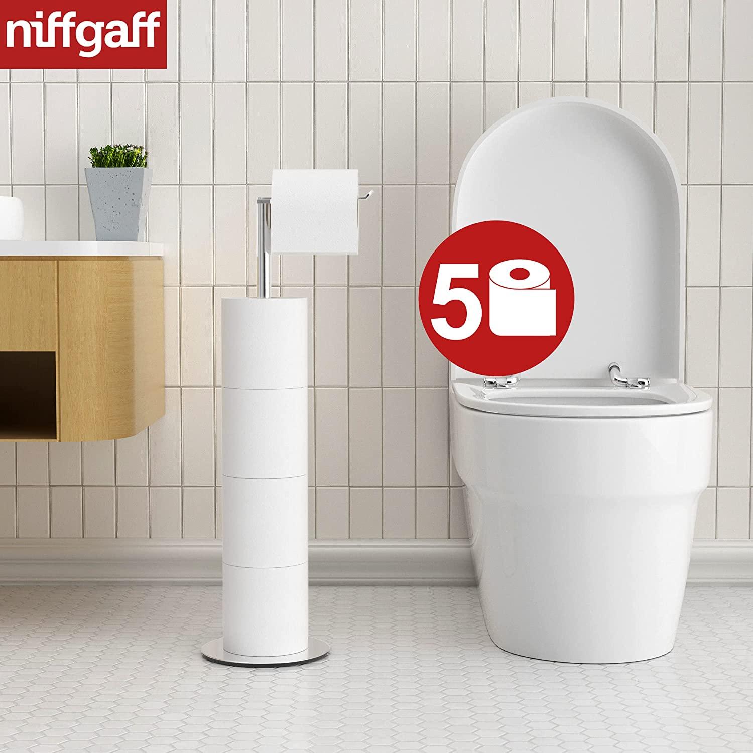 NIFFGAFF Toilet Paper Holder Stand with Top Storage Shelf - Thumbnail 2
