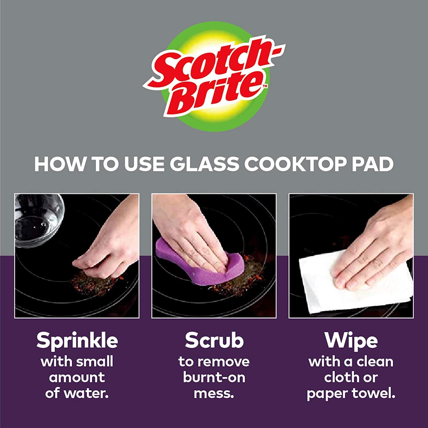 ScotchBrite Glass Cooktop Pads, Great for Glass Stovetops, ChemicalFree, 2 Cleaning Pads
