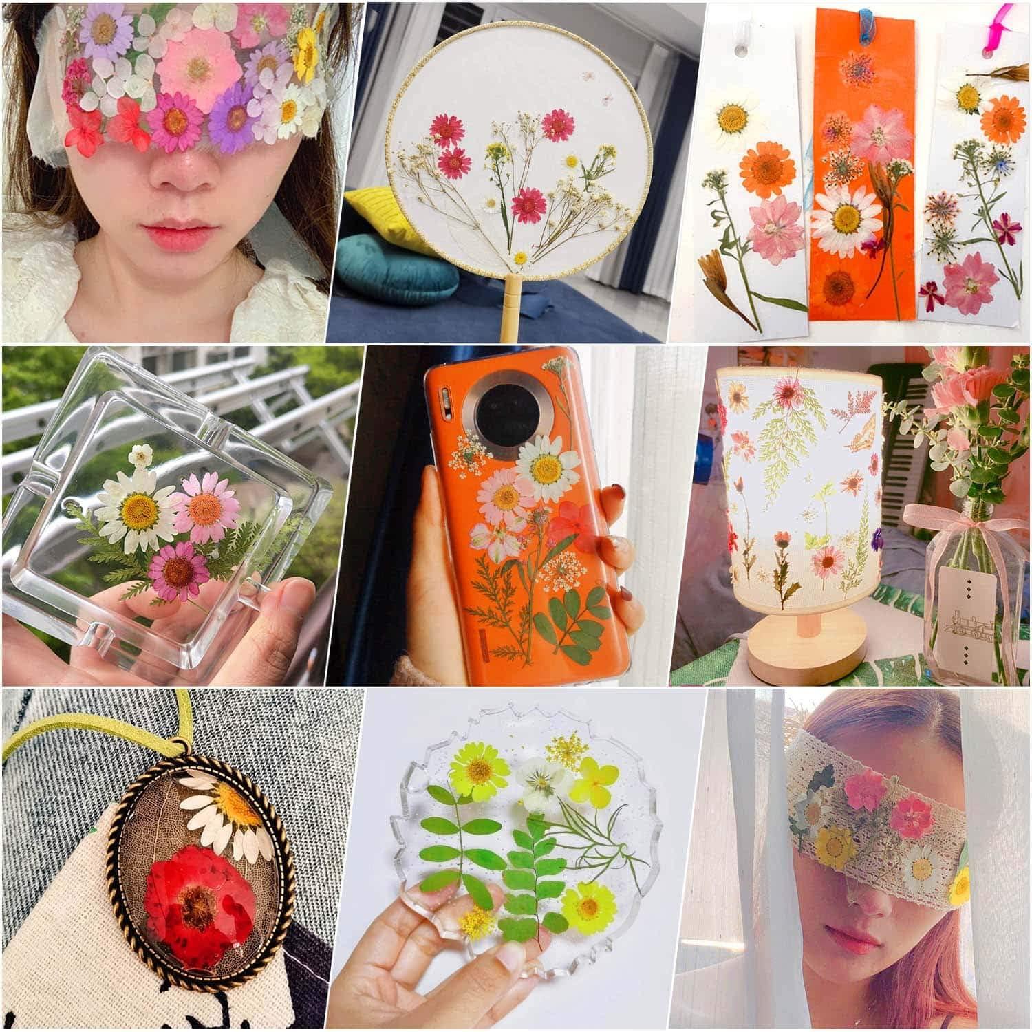 Thrilez 100Pcs Pressed Dried Flowers for Resin Molds Natural Dried