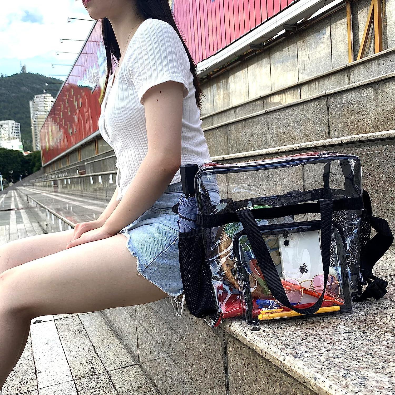 Women Travel Clear Duffle Bag Lady Stadium PVC Shoulder Bag Large