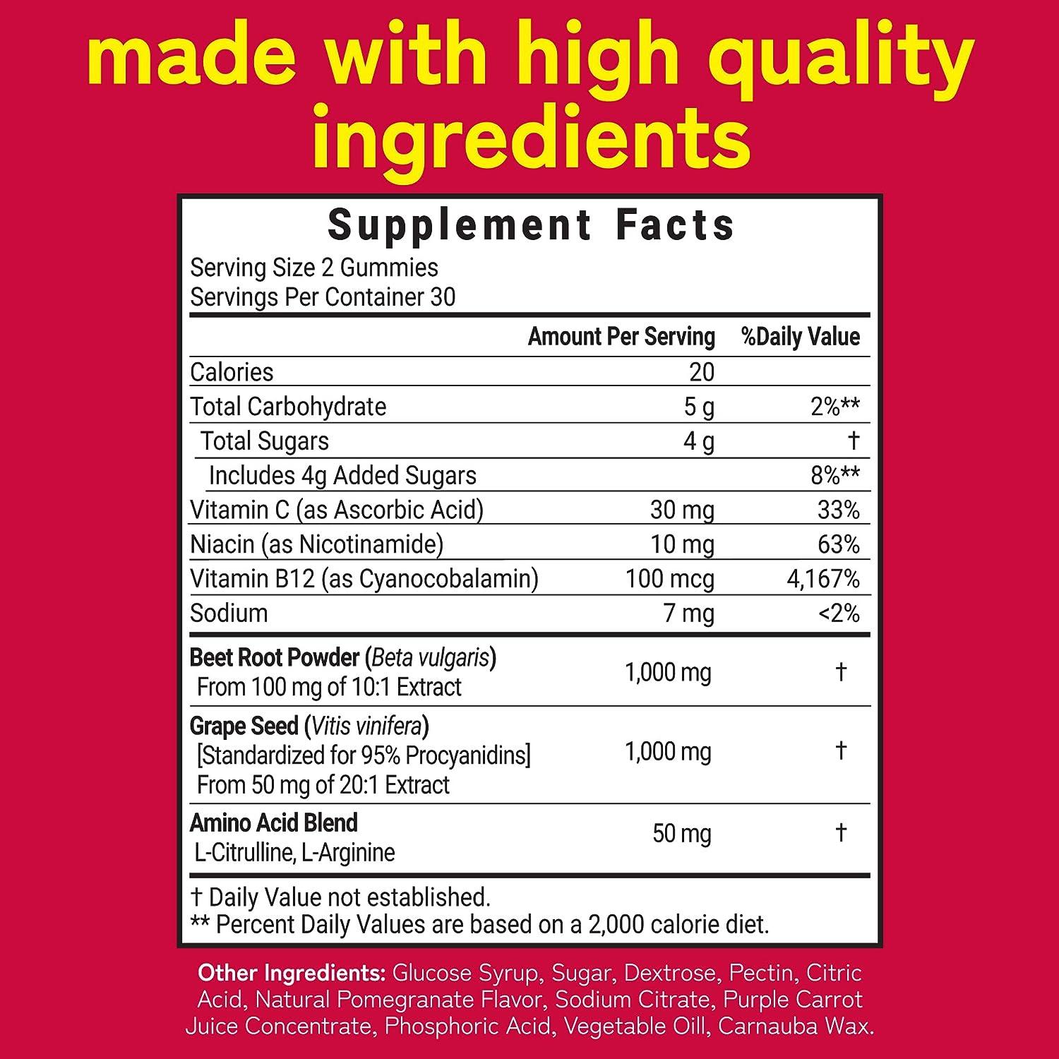 Beet Chews for Blood Pressure & Natural Energy Nitric Oxide with L