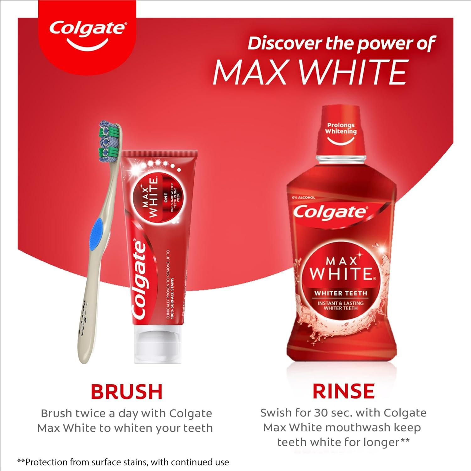 Colgate Max White Expert Whitening Mouthwash 500ml, Toiletries