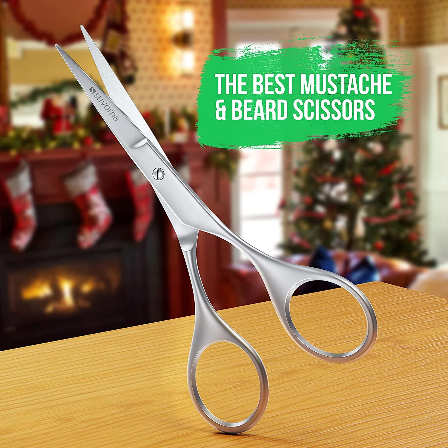 Suvorna 4.5" Mustache Scissors For Men Beard Scissors Beard Grooming