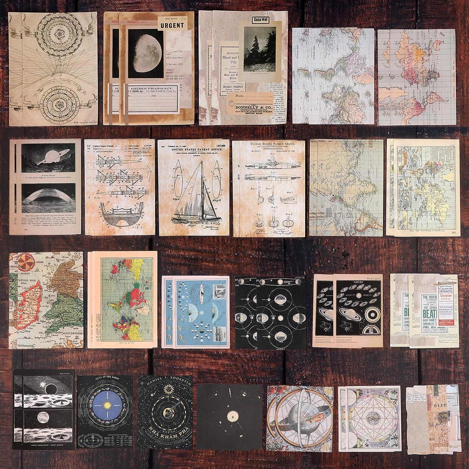 Vintage Scrapbook Supplies Pack (200 Pcs) for Art Journaling Junk