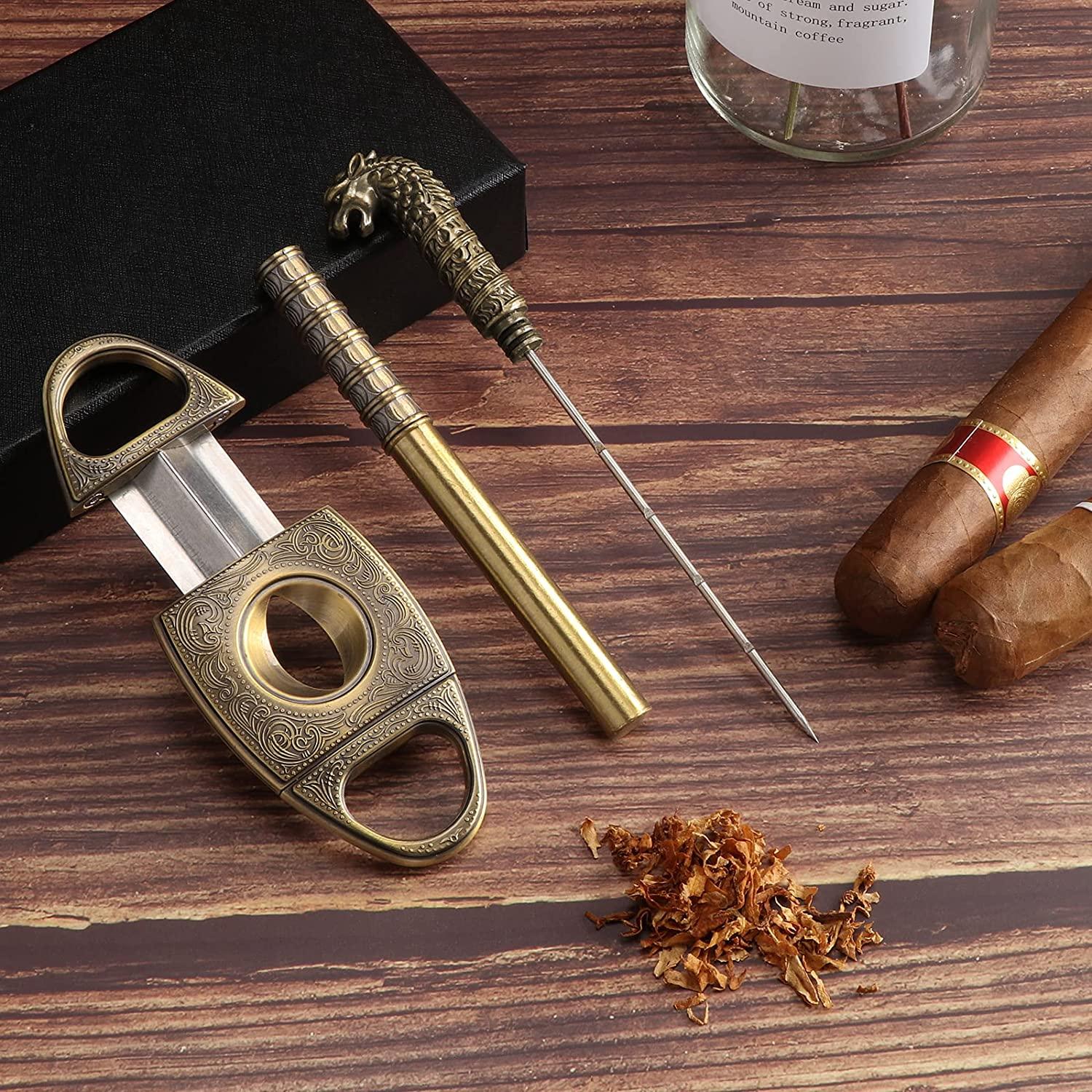 Scotte V-Cut Cigar Cutter Guillotine Precision Cigar Draw Tool Needle & Sharp Perfect Cigar Cutters Accessories Set