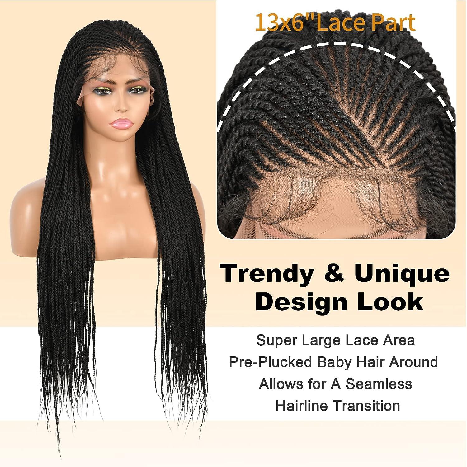 Brinbea 13X5 Lace Front Box Braided Wigs for Women 24 Black Braid Wigs with  Baby Hair Premium Synthetic Lace Frontal Cornrow Braided Hair Wigs