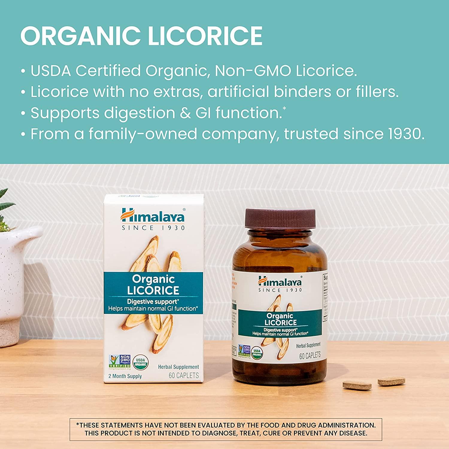 Himalaya Organic Licorice for Digestion, Gas, Nausea & Heartburn Relief