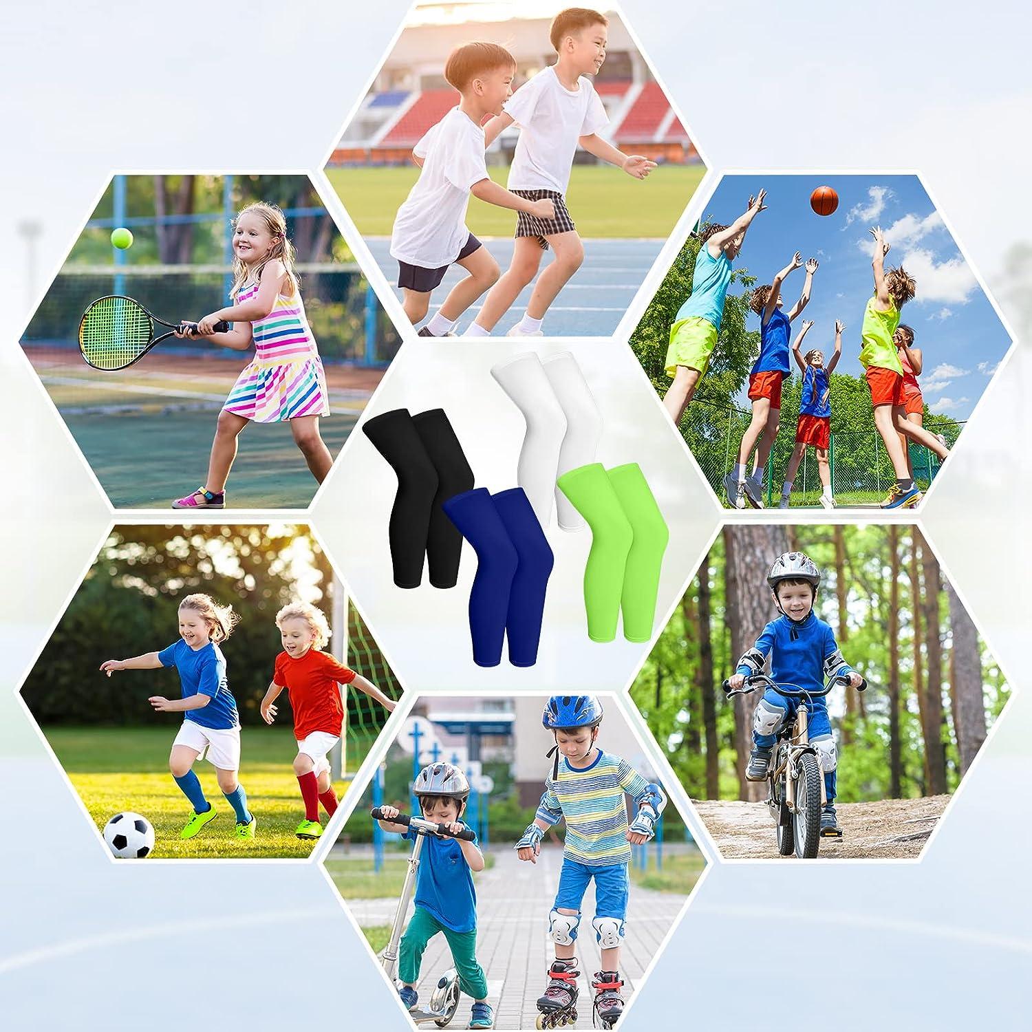 4 Pairs Kids Long Compression Boys Leg Sleeves Non Slip UV Protection