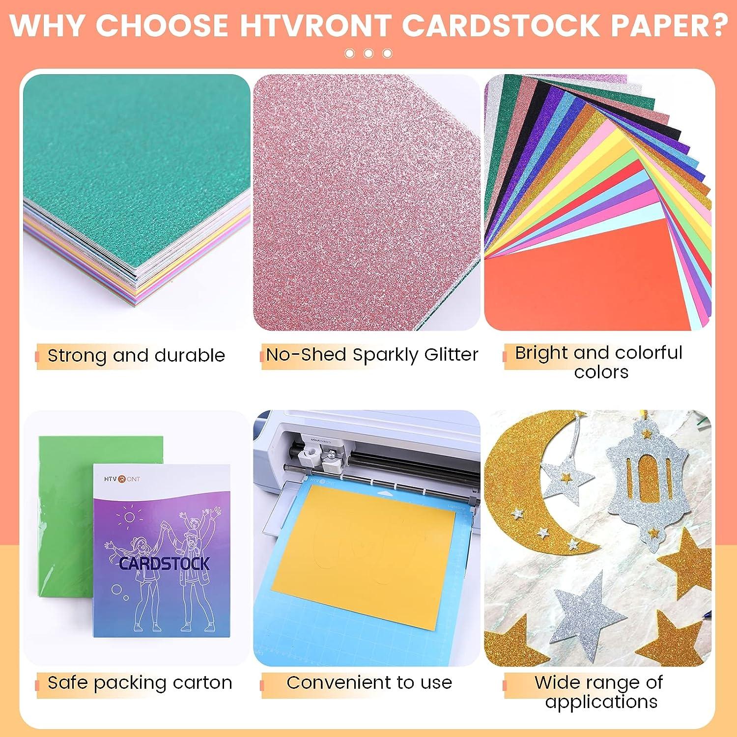 HTVRONT Colored Cardstock Paper Bundle 60 Sheets 20 Colors Glitter