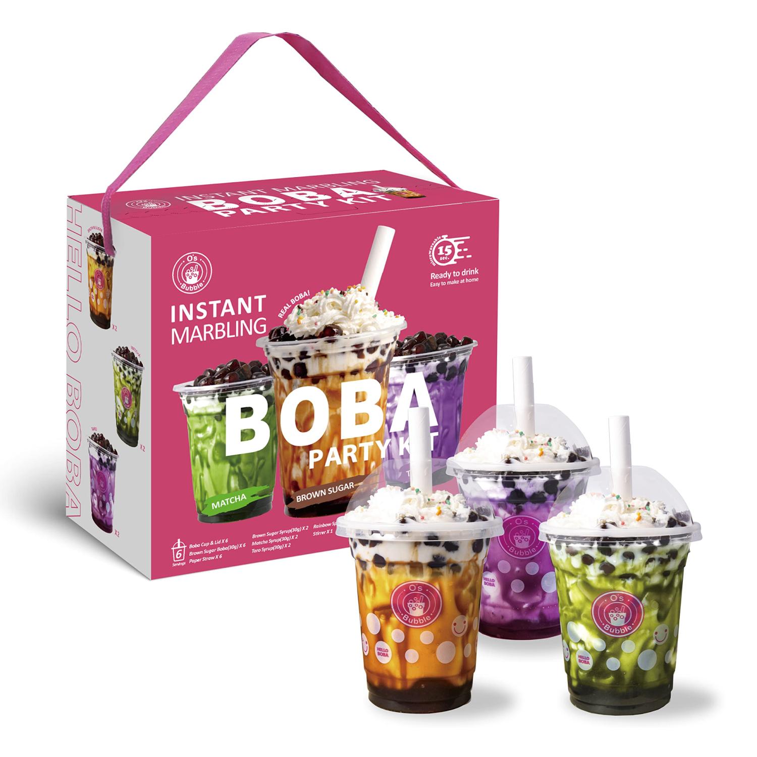 O's bubble boba Tea Kit Instant Marbling Boba Tea Party Kit 6