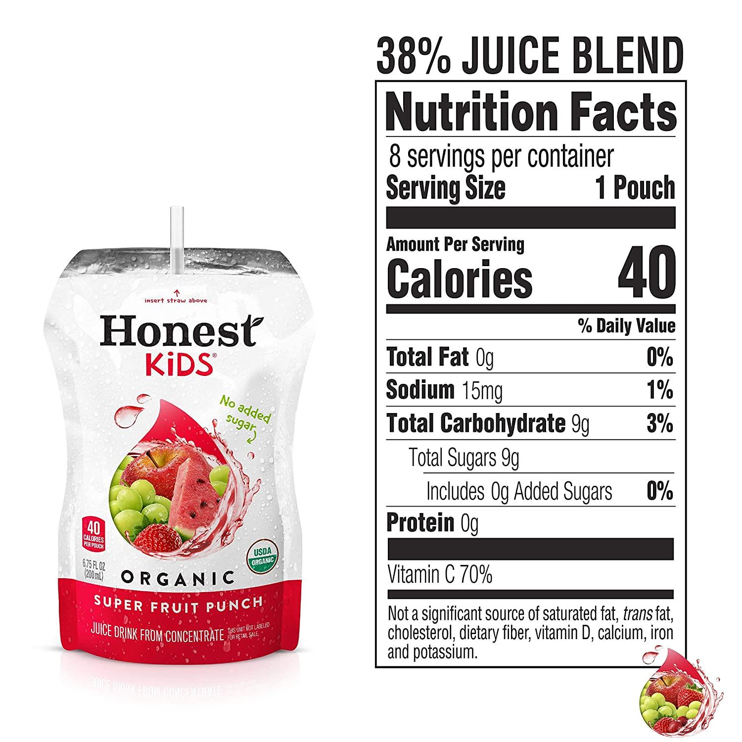 Honest Kids Super Fruit Punch Organic Juice Drink 6.75 Fl Oz 32 Pack