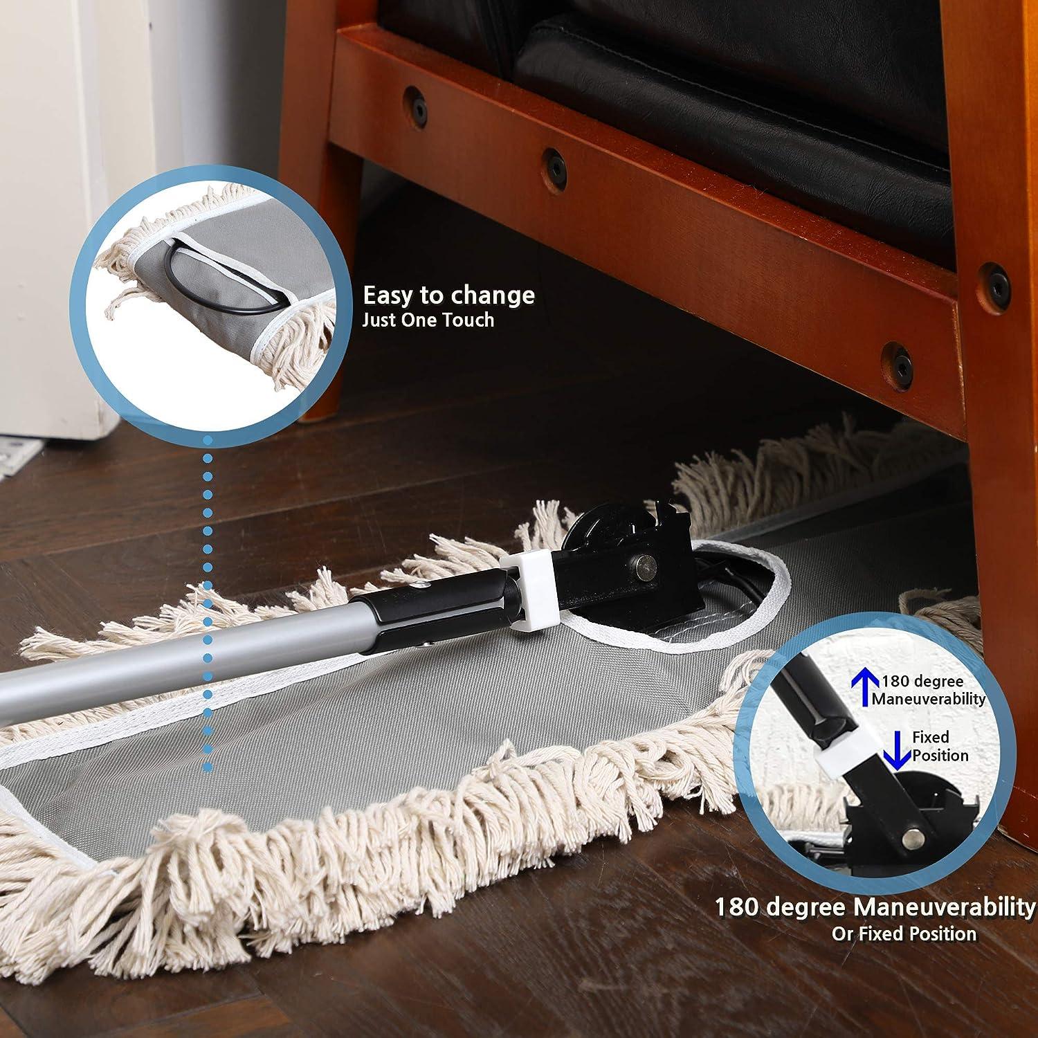 JINCLEAN 24" Industrial Cotton Floor Dust Mop with adjustable Steel