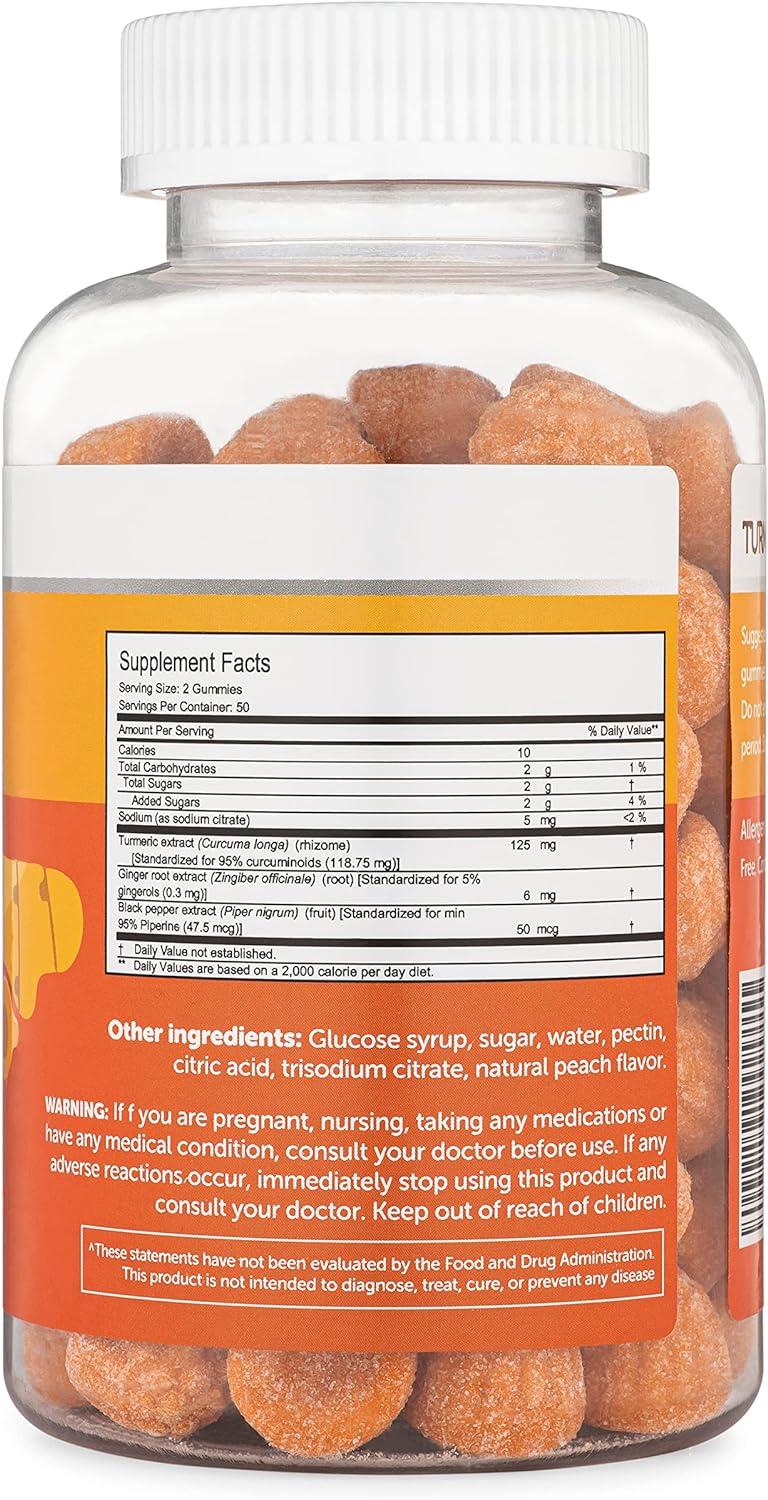 Turmeric Curcumin Gummies with Black Pepper & Ginger Root (100 Count