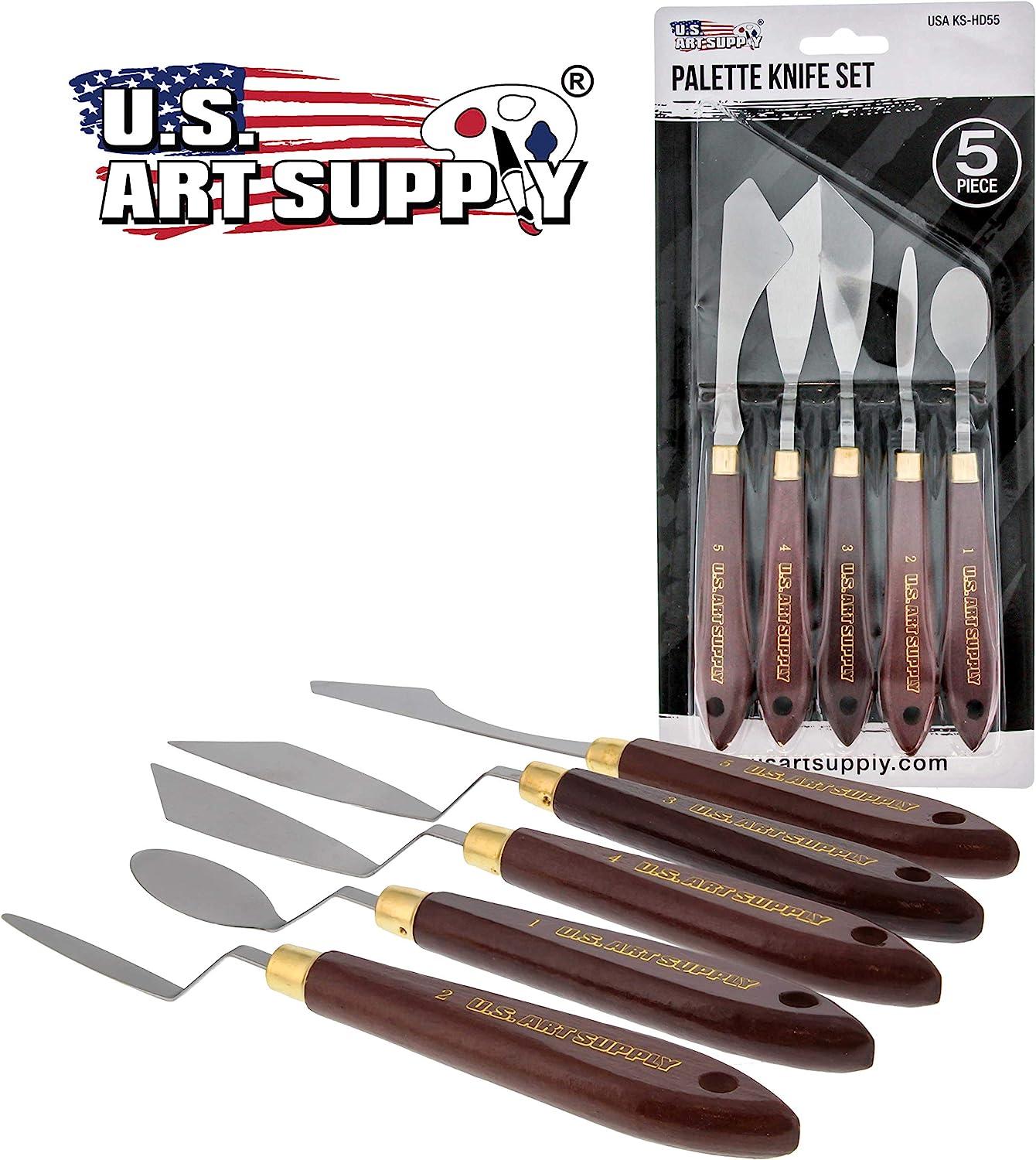 U.S. Art Supply 5-Piece Artist Stainless Steel Palette Knife Set - Wood  Hande Flexible Spatula Painting Knives for Color Mixing Spreading, Applying  Oil, Acrylic, Epoxy, Pouring Paint on Canvases, Cake