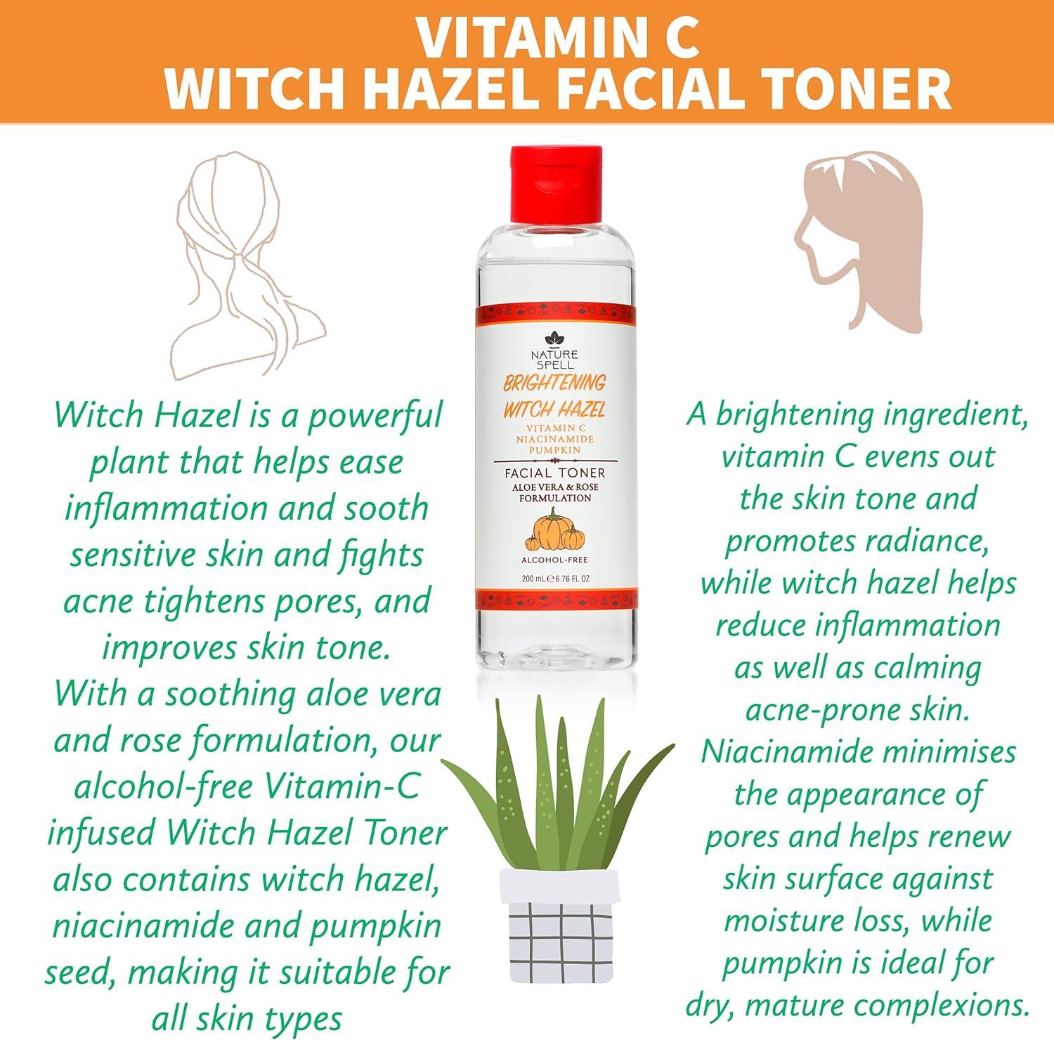 Nature Spell Witch Hazel Brightening Facial Toner 200ml - Alcohol Free ...
