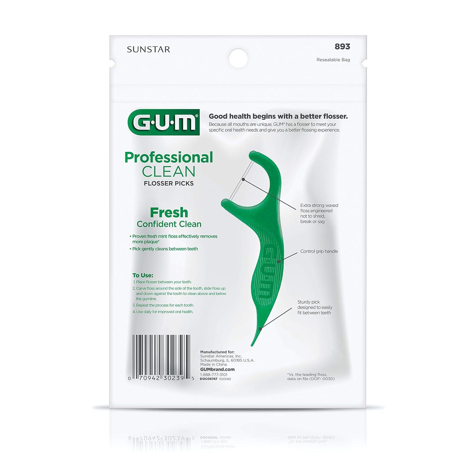 GUM EEZ-Thru Dental Floss with Ring Holder - Mint 90 Count