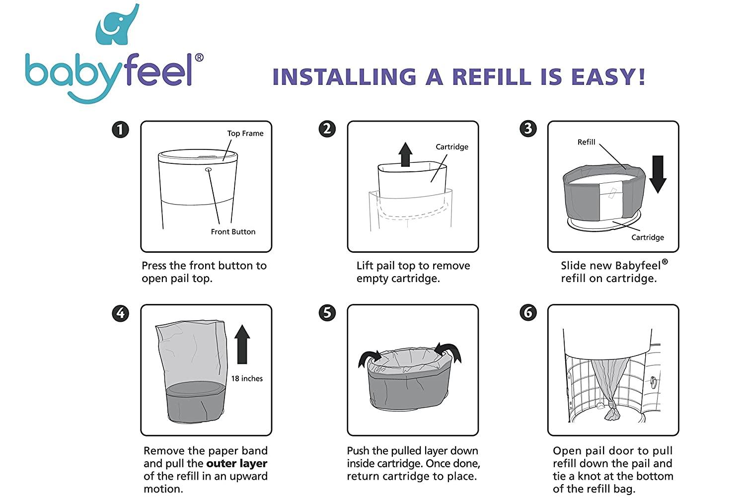 Babyfeel Refills Compatible with DEKOR CLASSIC Diaper Pails 4 Pack Exclusive 30 Extra
