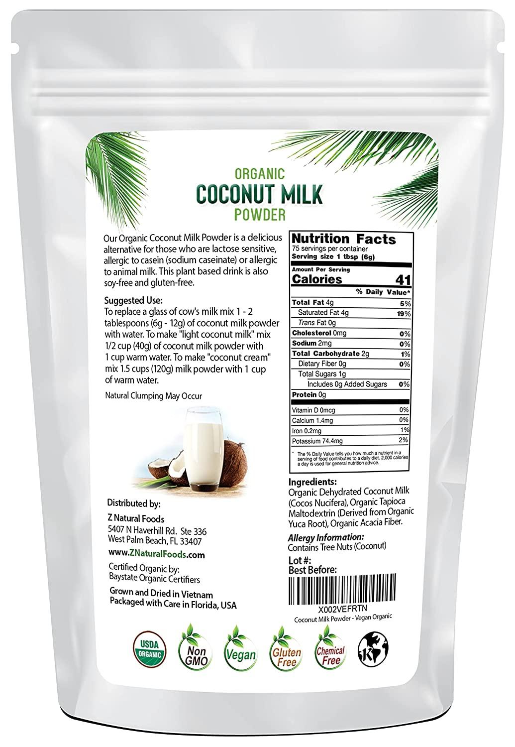 Z Natural Foods Coconut Milk Powder 100 USDA Certified Organic 1 lb