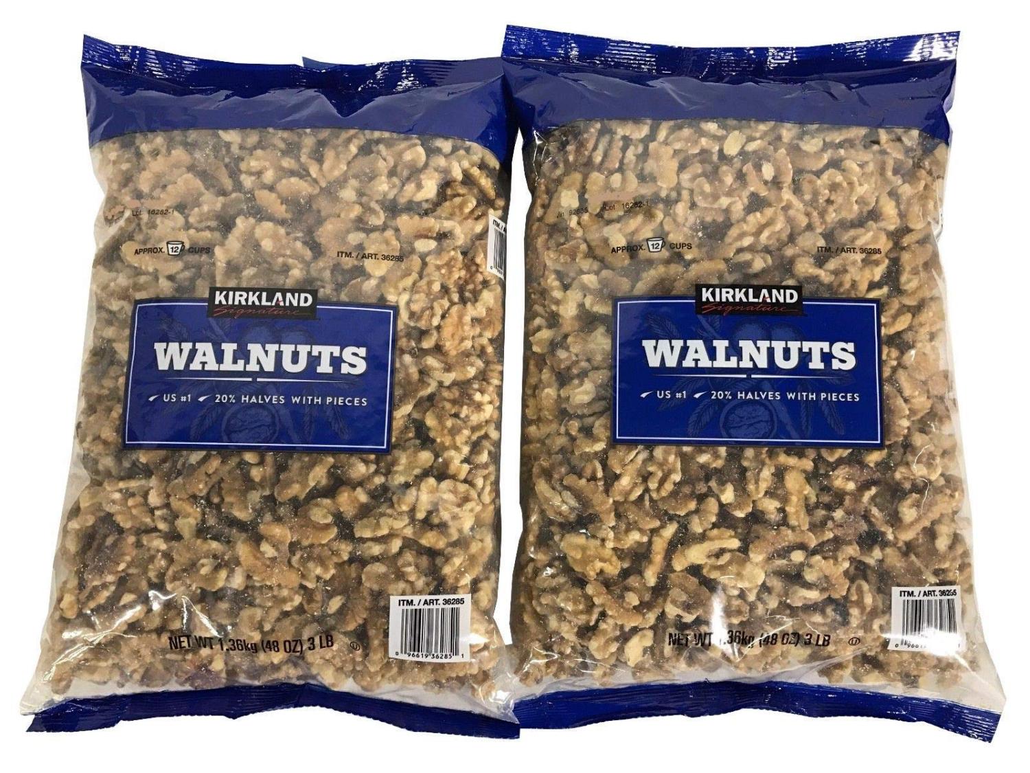 Kirkland Signature Walnuts 2 Pack of US 1 Quality, 48 OZ Packs (6LB)
