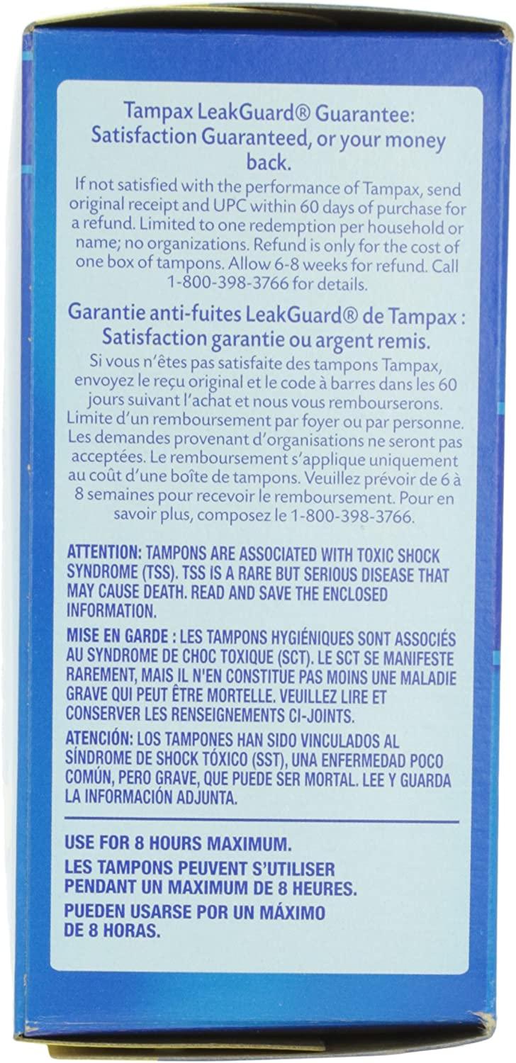 Tampax Tampons Regular Absorbency Cardboard Applicator Leakgaurd Skirt