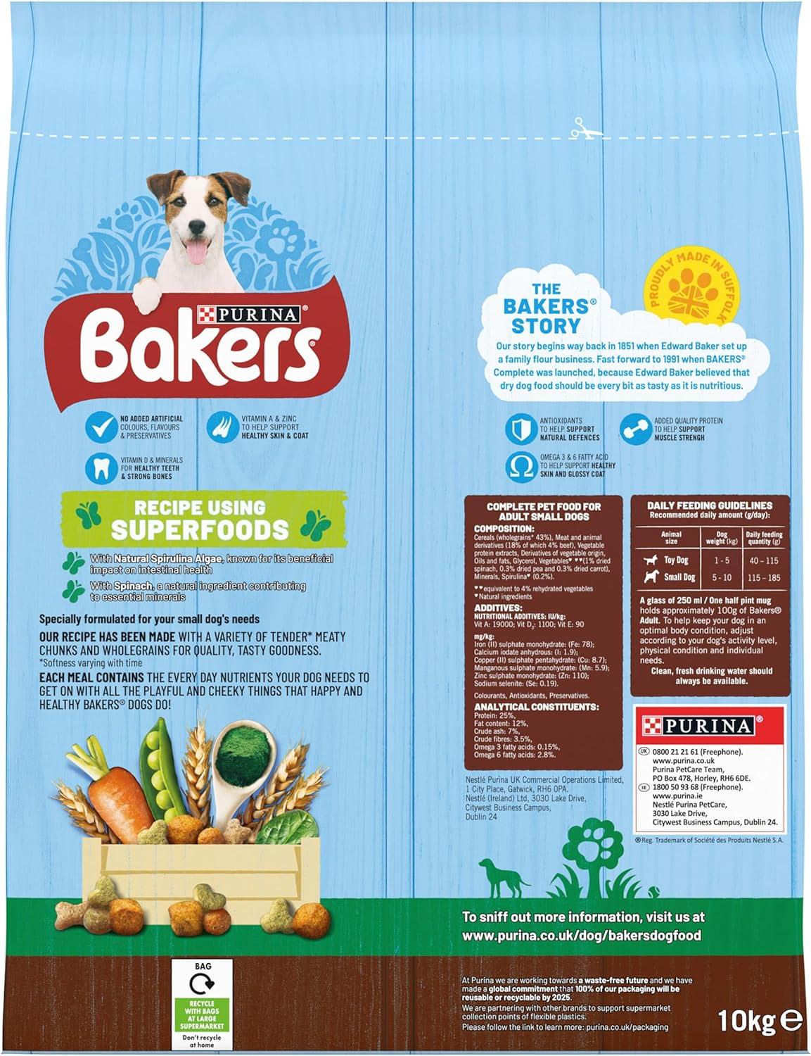 Bakers Small Dog Dry Dog Food Beef Veg 10kg Buy Now with