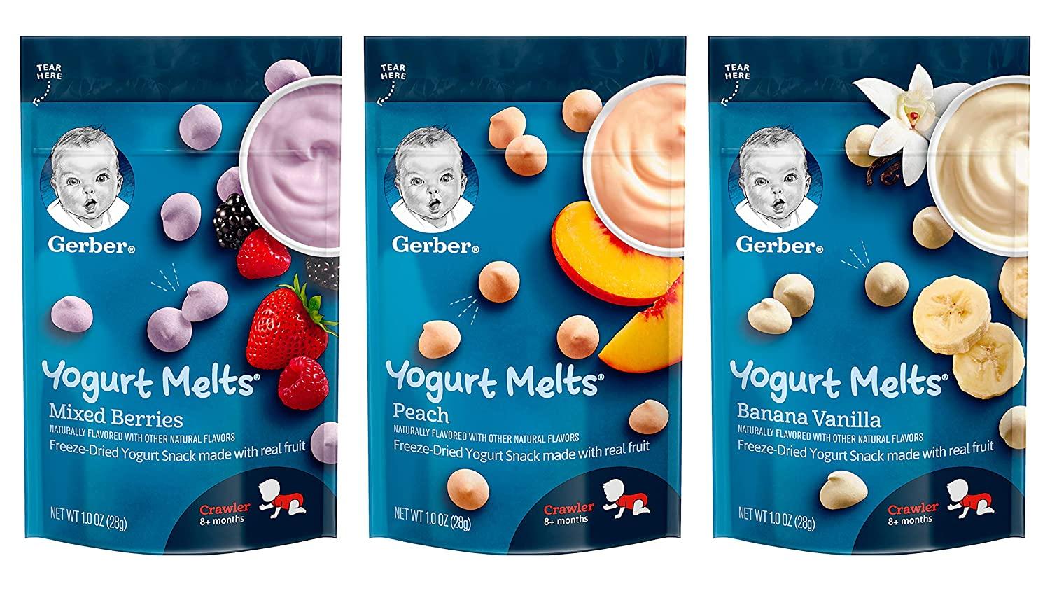 Gerber Yogurt Melts Variety Pack Mixed Berry Peach Banana
