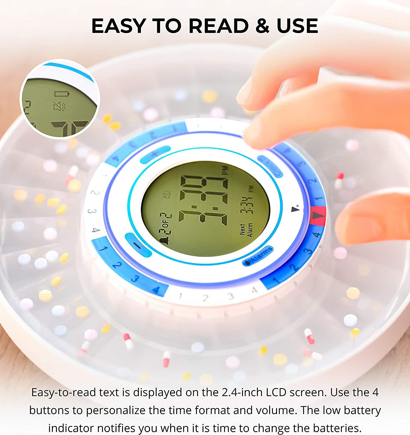 Blucoil Automatic Pill Dispenser with Medication Alarm Reminder, LED