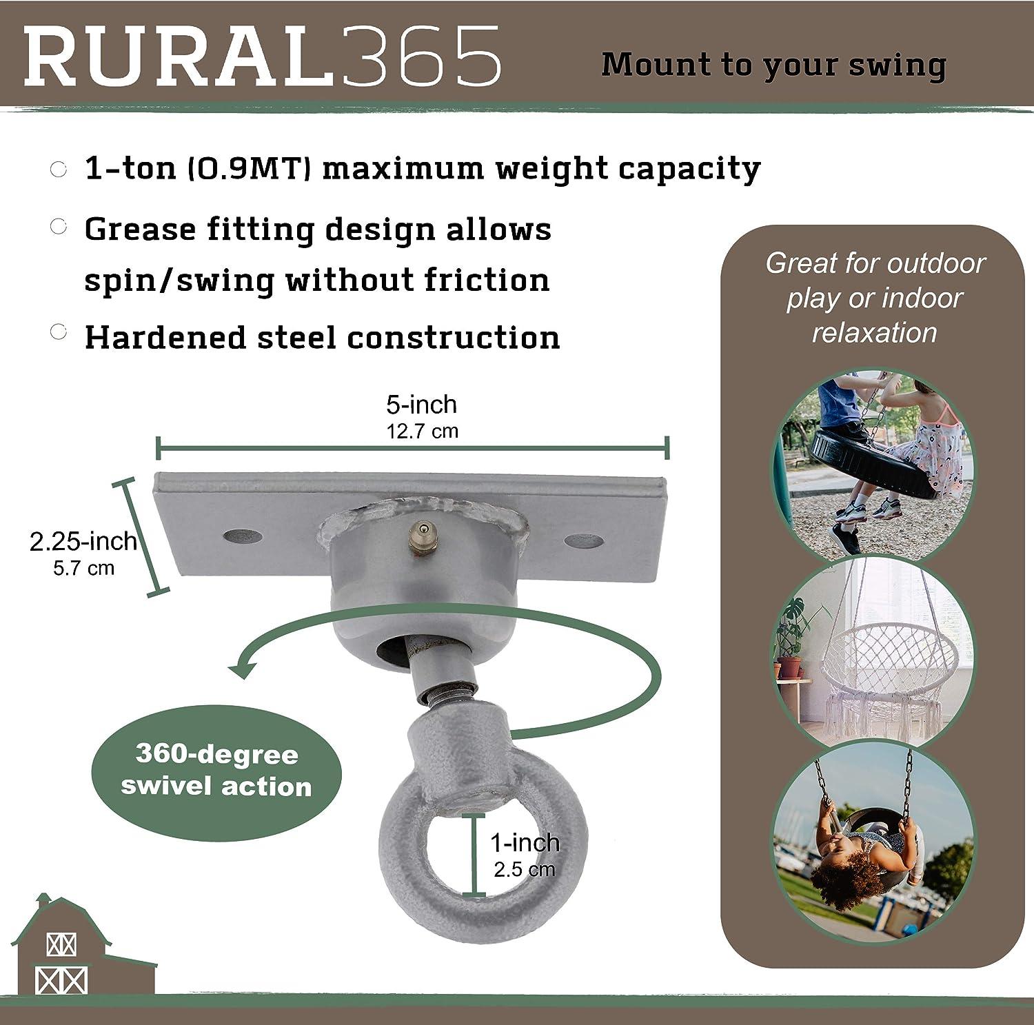 Rural365 Heavy Duty 1 Ton Tire Swing Swivel Hanger Kit Bracket, 360 Degree  Spinner Swing Hardware Hook Ball Joint Mount