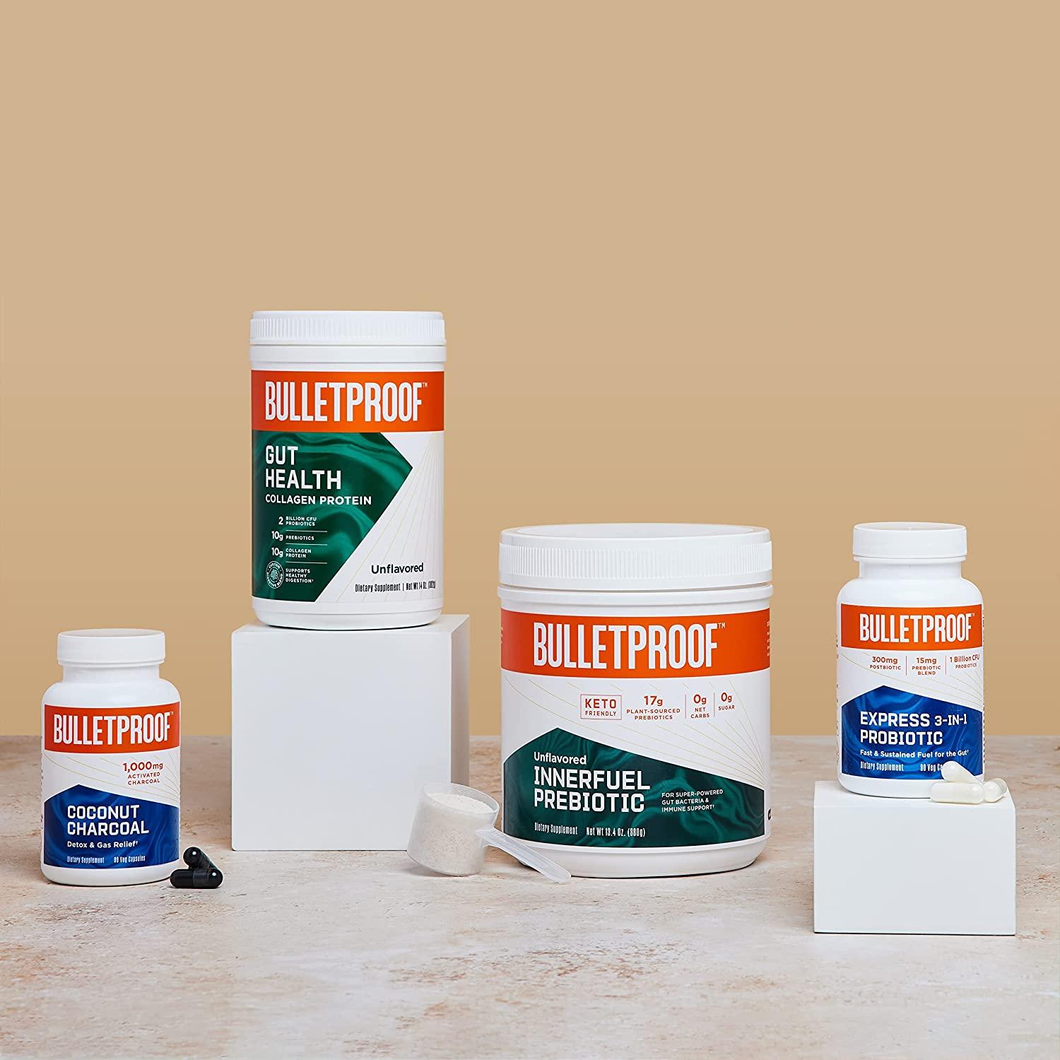 BulletProof Coconut Charcoal Detox & Gas Relief 1000mg 90 Veg Capsules Natural Digestive Support