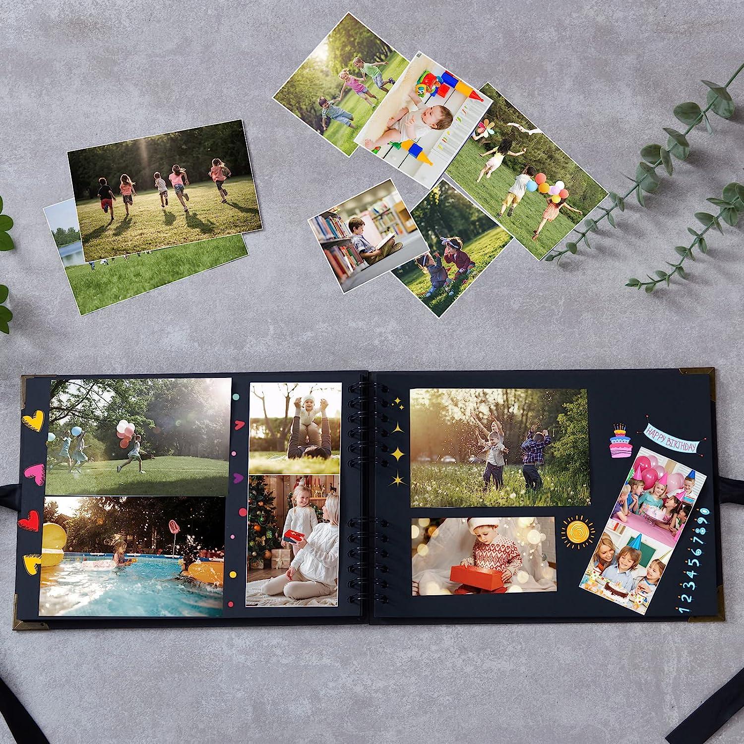10 x 10 Inch DIY Scrapbook Album Black, 80 Pages Photo Album Hardcover  Kraft for Family Albums, Memory/ Scrap Book, Wedding, Anniversary Baby  First
