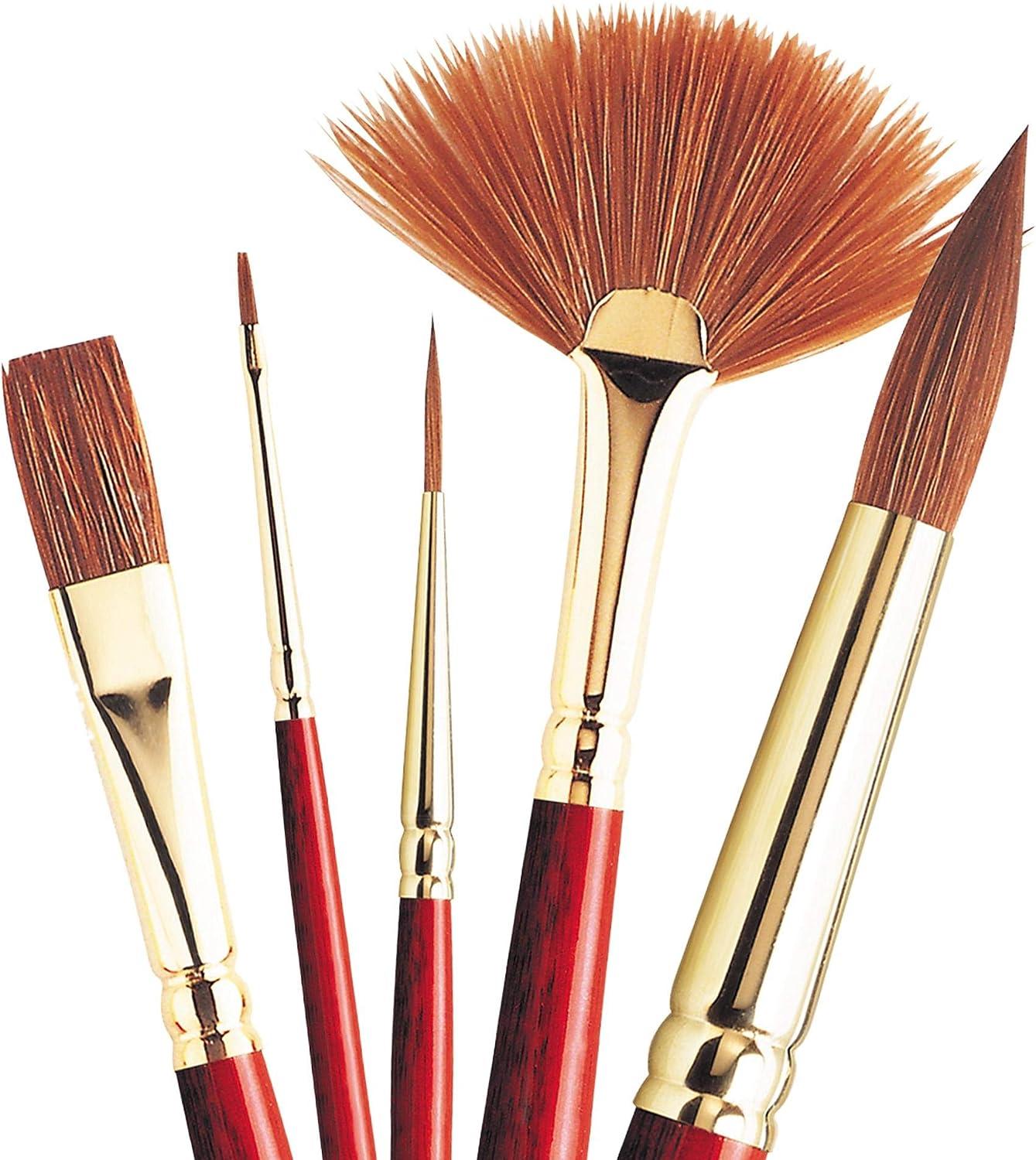  Winsor & Newton Cotman Short Handle Brushes, Set of 4, (Round  1, 4, & 6, One Stroke 3/8)