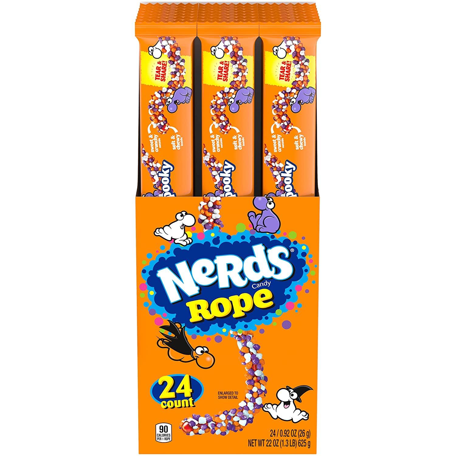 Spooky Nerds Ropes 24 ct Pack Halloween & FallThemed Individually Wrapped Candy for Treat Bags