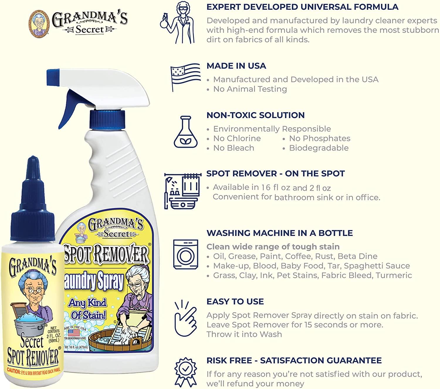 Grandma's Secret Spot Remover Laundry Spray Chlorine BleachFree